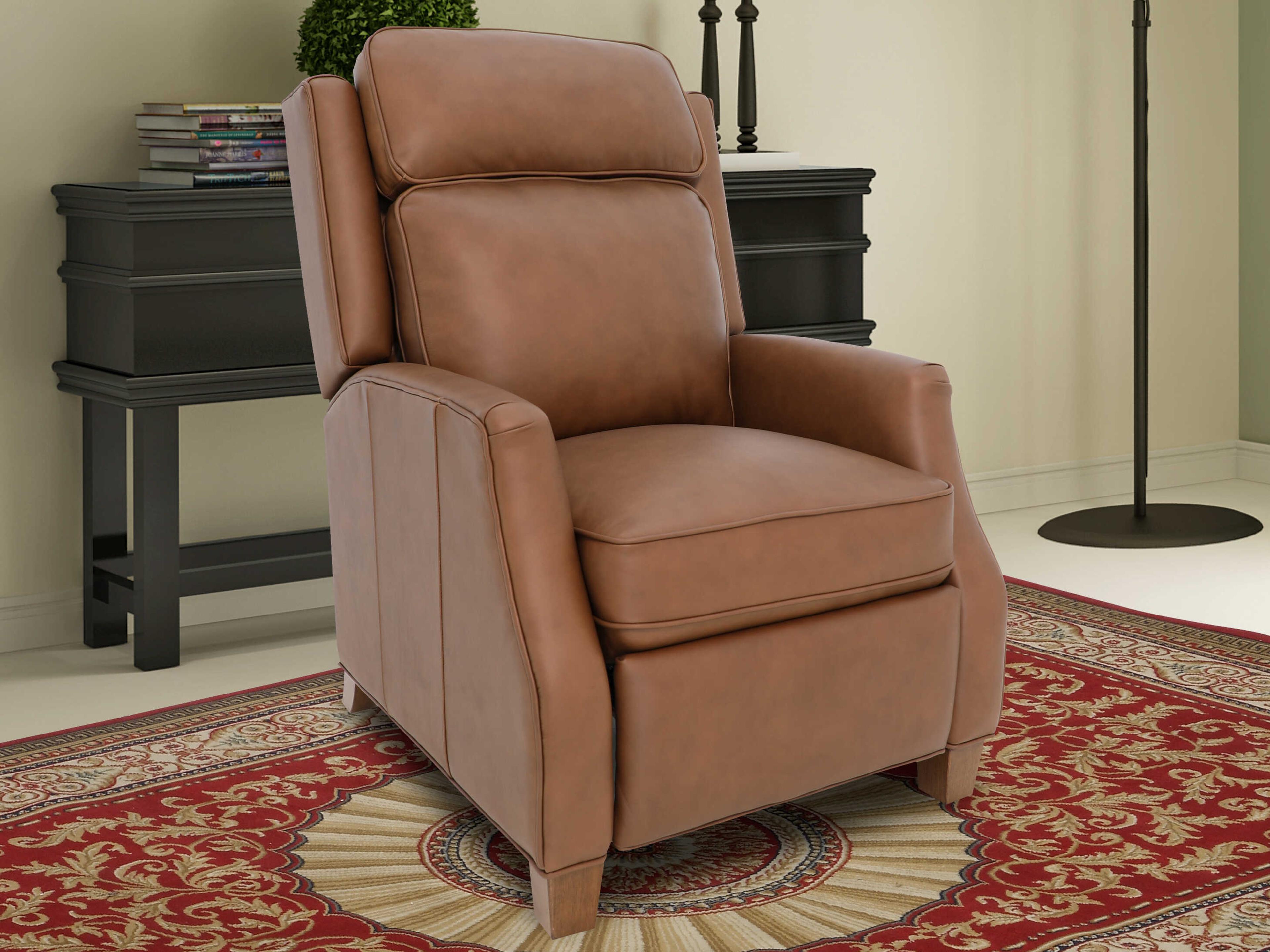 Barcalounger Vintage Nixon Dobbs Saddle Brown Leather Recliner