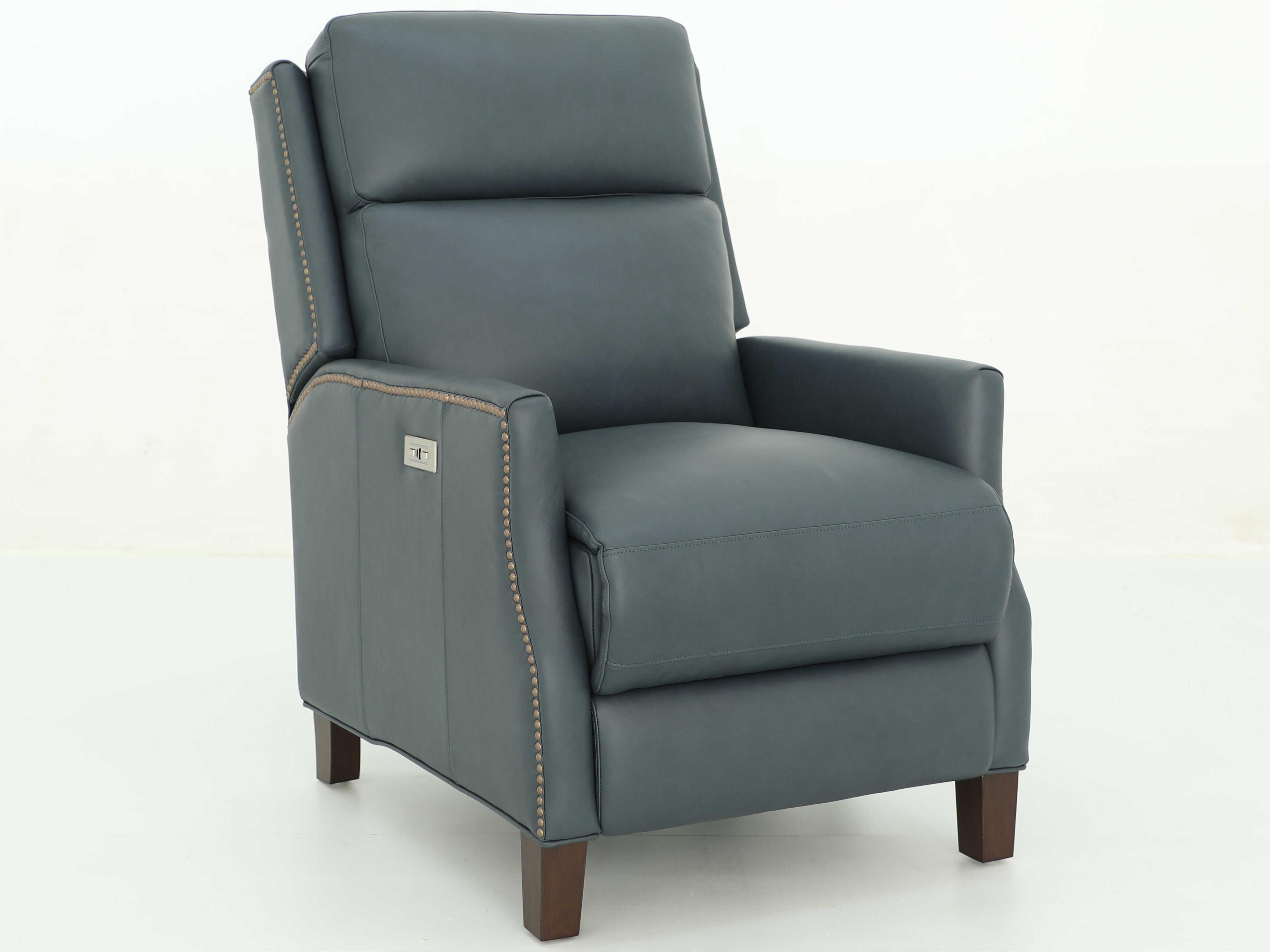 Barcalounger Vintage Charlotte Santa Fe Ocean Blue Leather Recliner