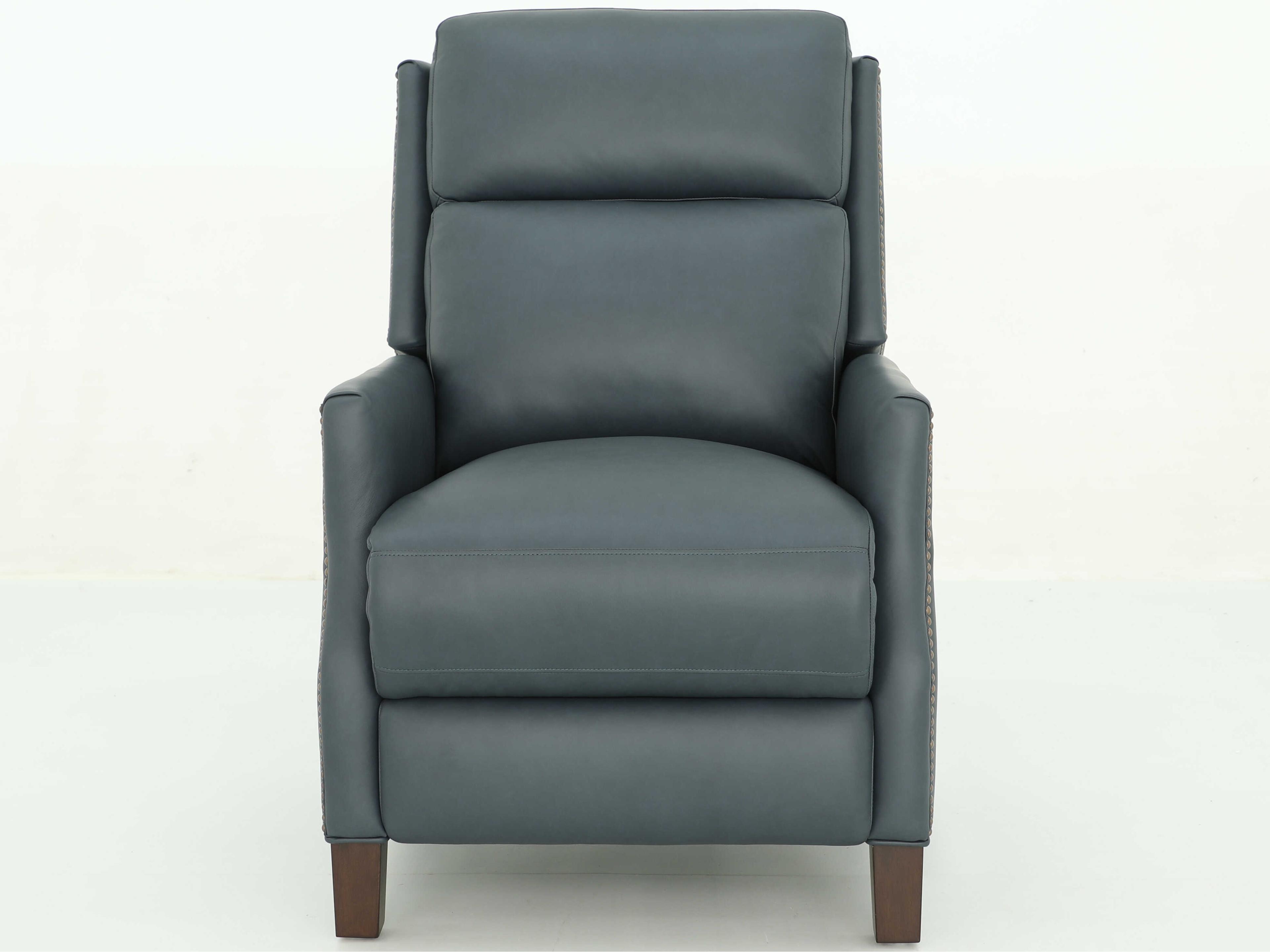 Barcalounger Vintage Charlotte Santa Fe Ocean Blue Leather Recliner