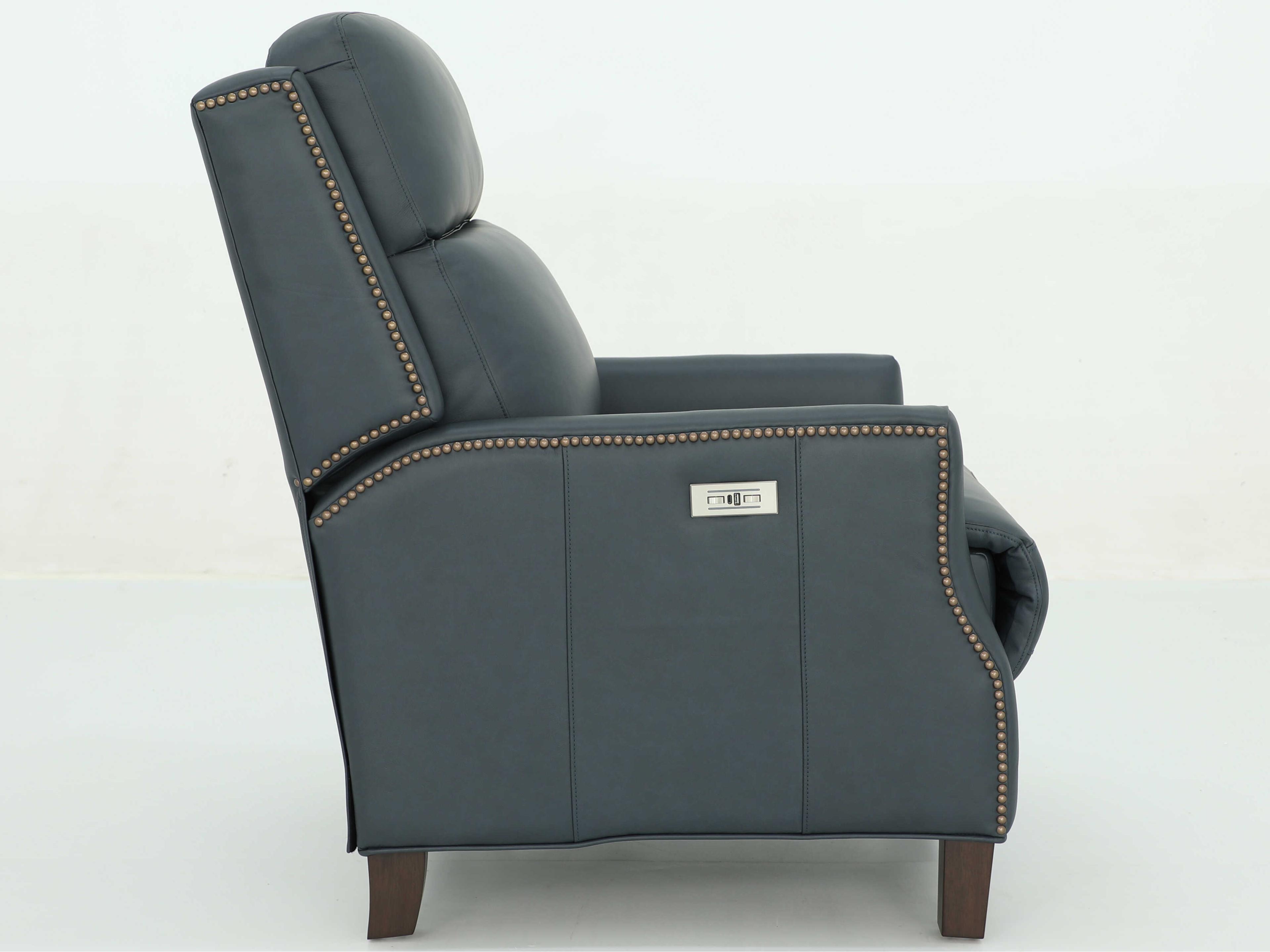 Barcalounger Vintage Charlotte Santa Fe Ocean Blue Leather Recliner