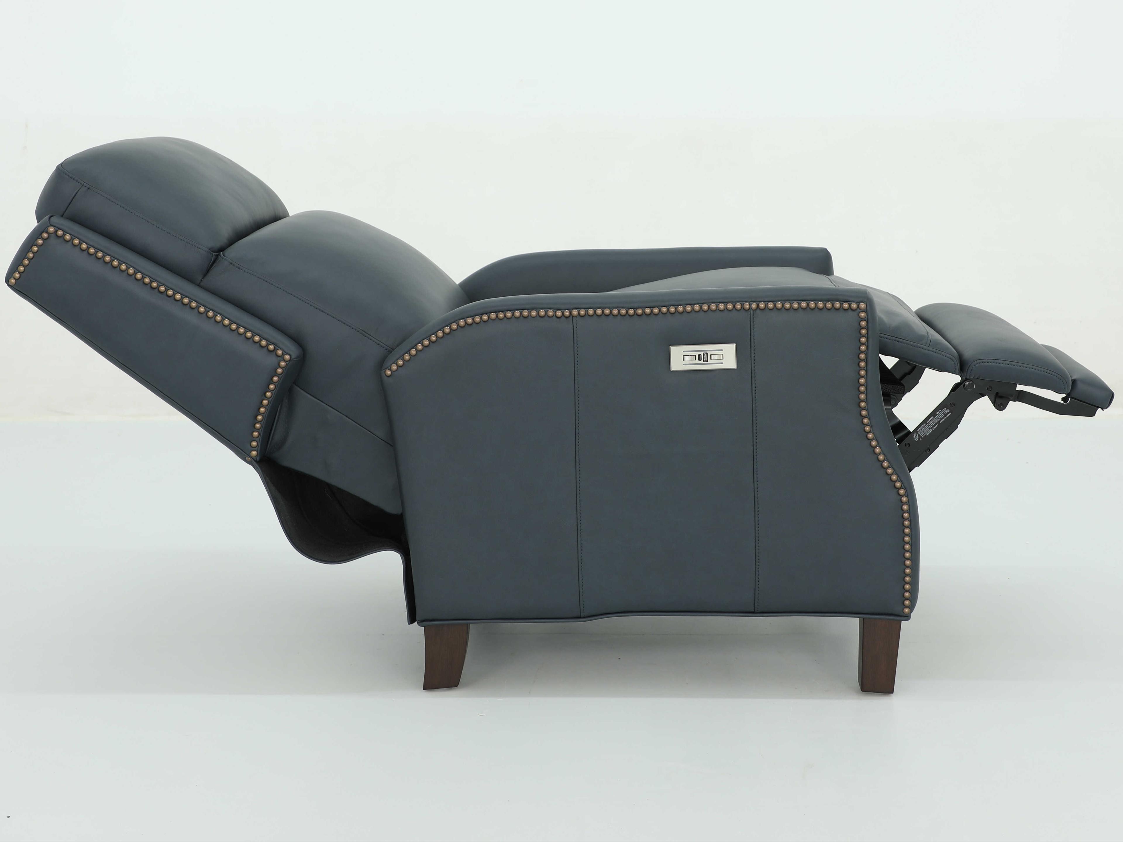 Barcalounger Vintage Charlotte Santa Fe Ocean Blue Leather Recliner