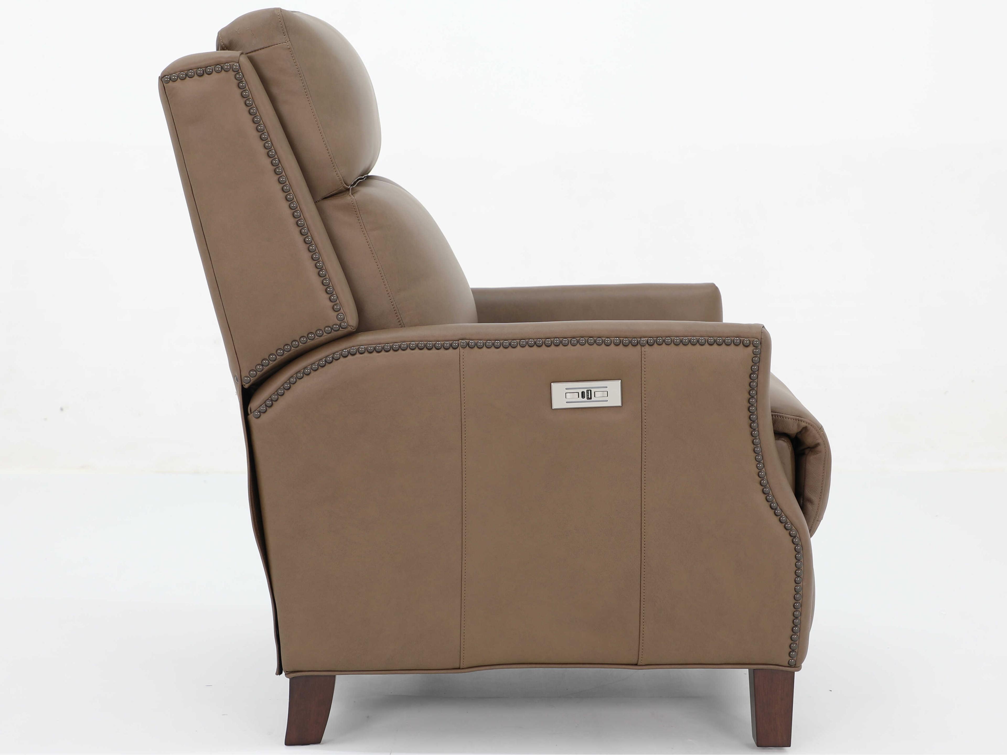 Barcalounger Vintage Charlotte Cashmere Taupe Tan Leather Recliner