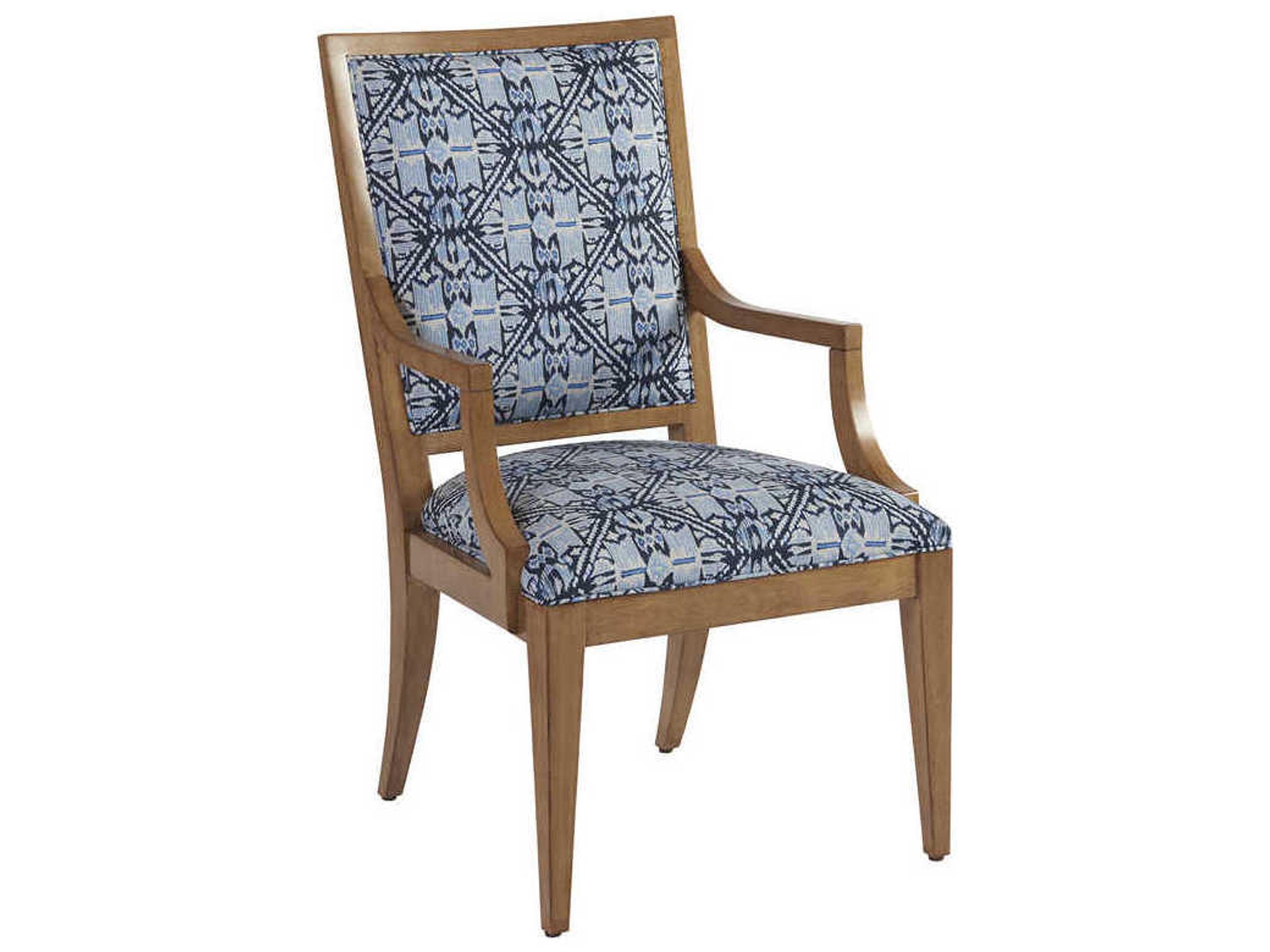Barclay Butera Newport Eastbluff Blue Upholstered Arm Dining Chair