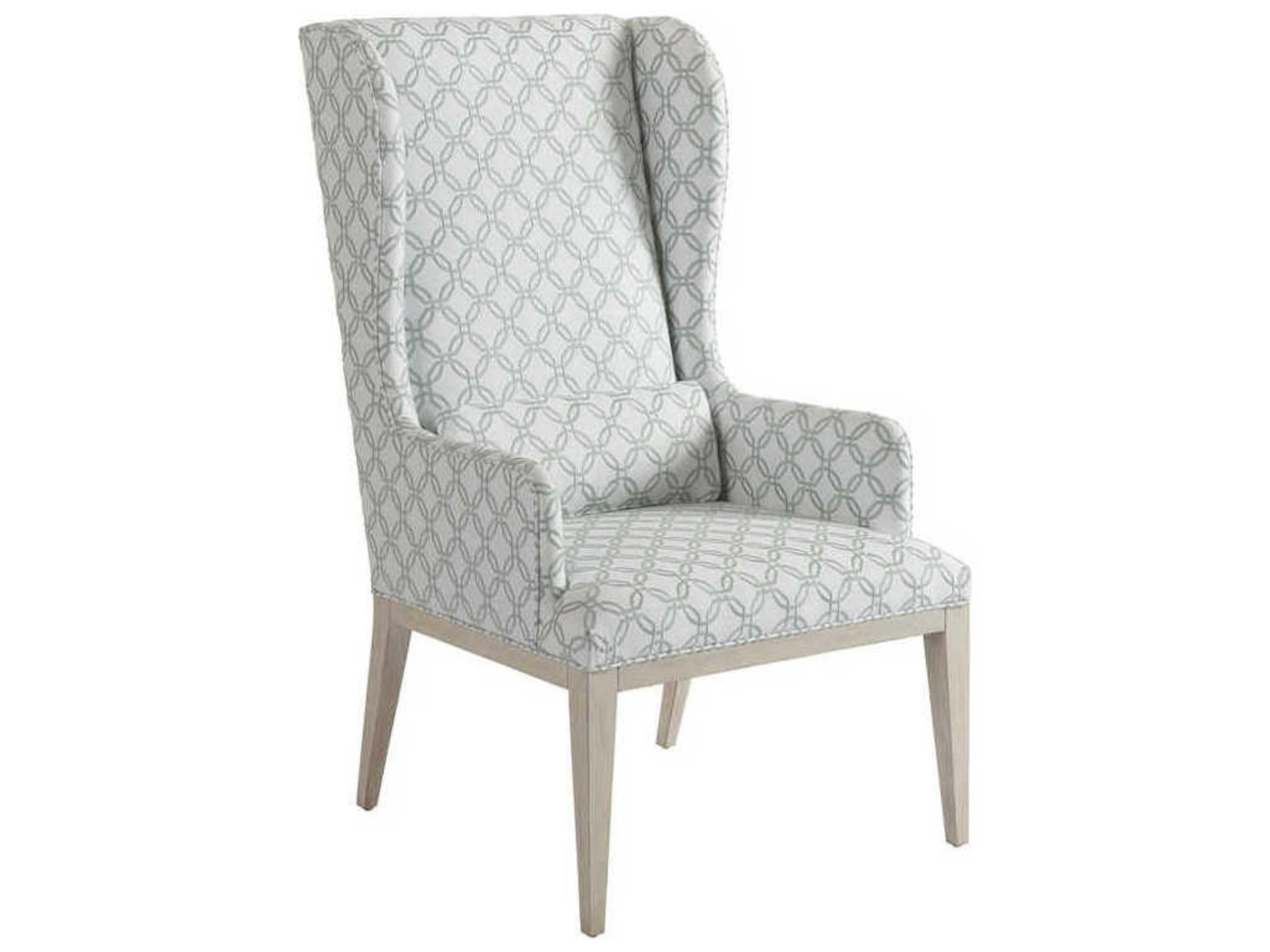 Barclay Butera Newport Seacliff Blue Upholstered Arm Dining Chair