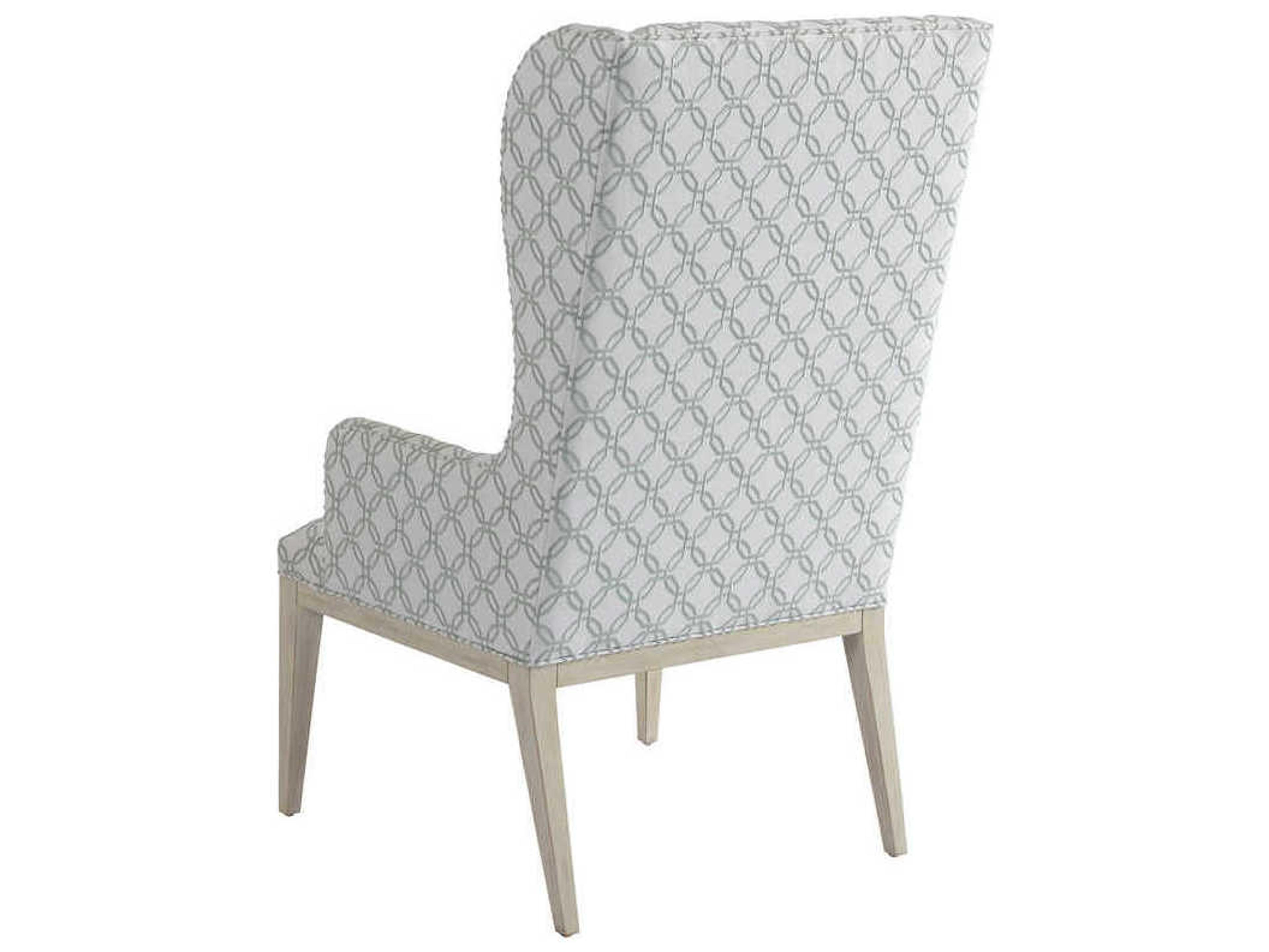 Barclay Butera Newport Seacliff Blue Upholstered Arm Dining Chair