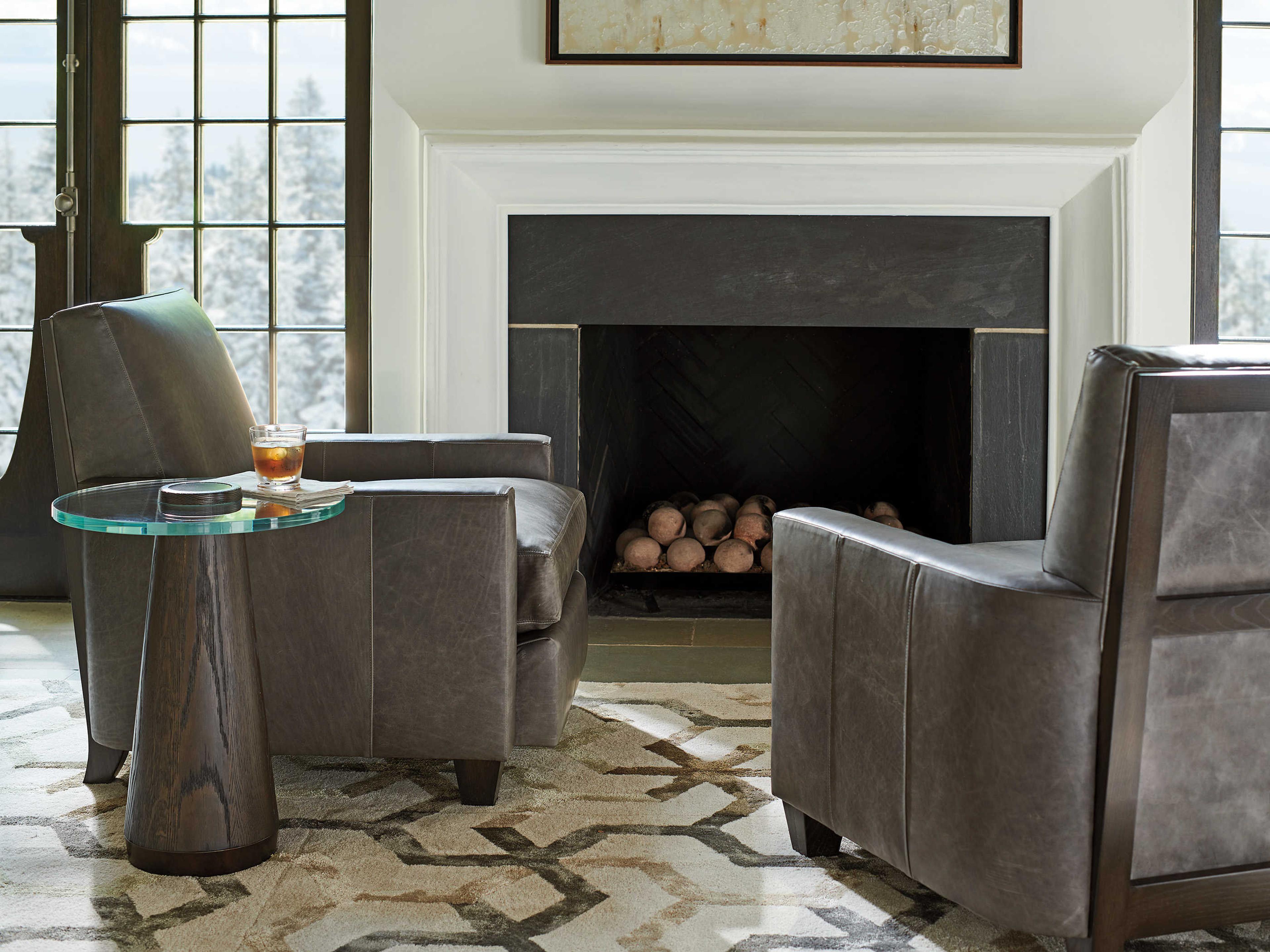 Barclay Butera Park City Apex Round Glass End Table