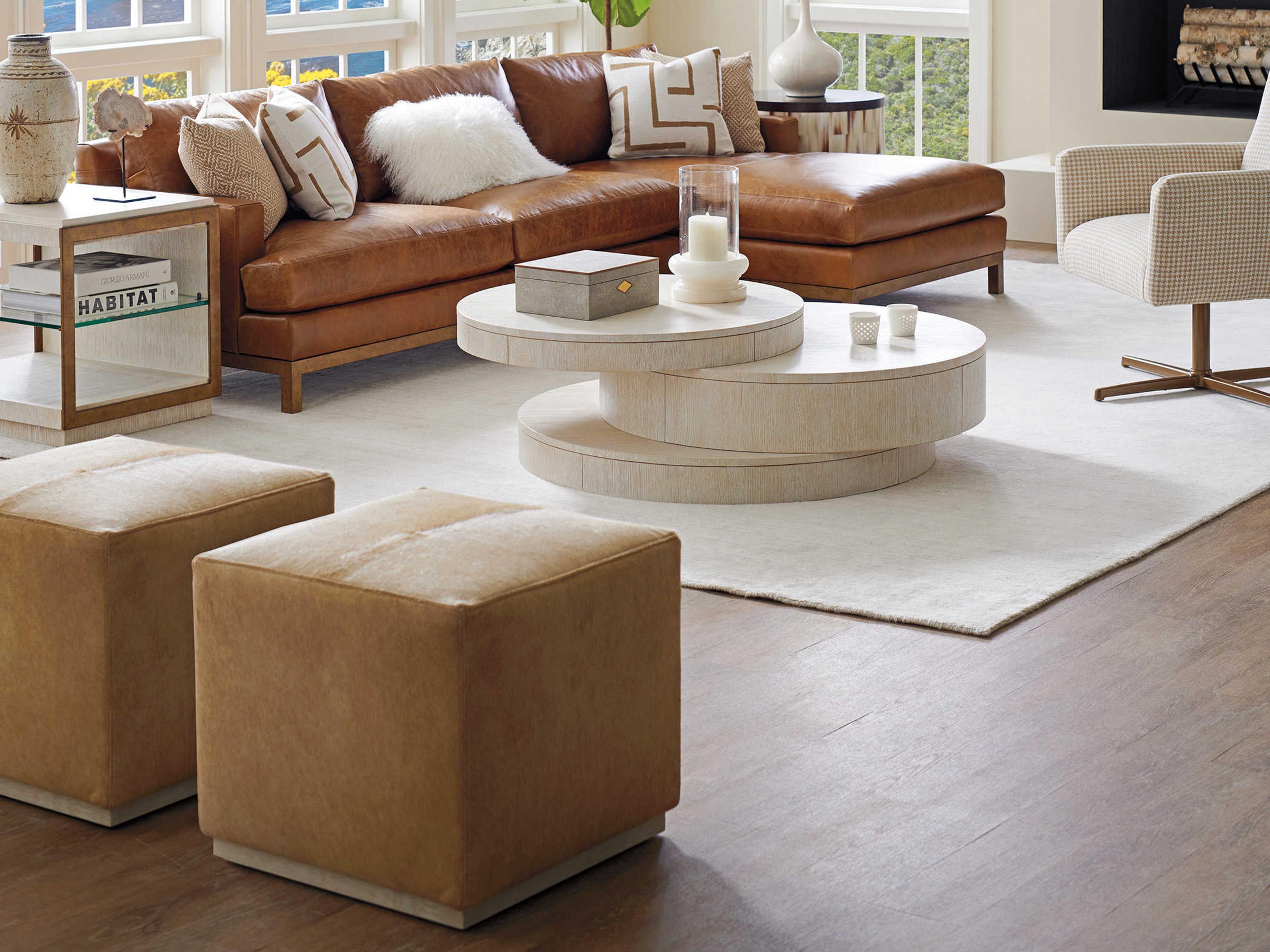 Barclay Butera Carmel Ventana Round Wood Cocktail Table - Thumbnail 3