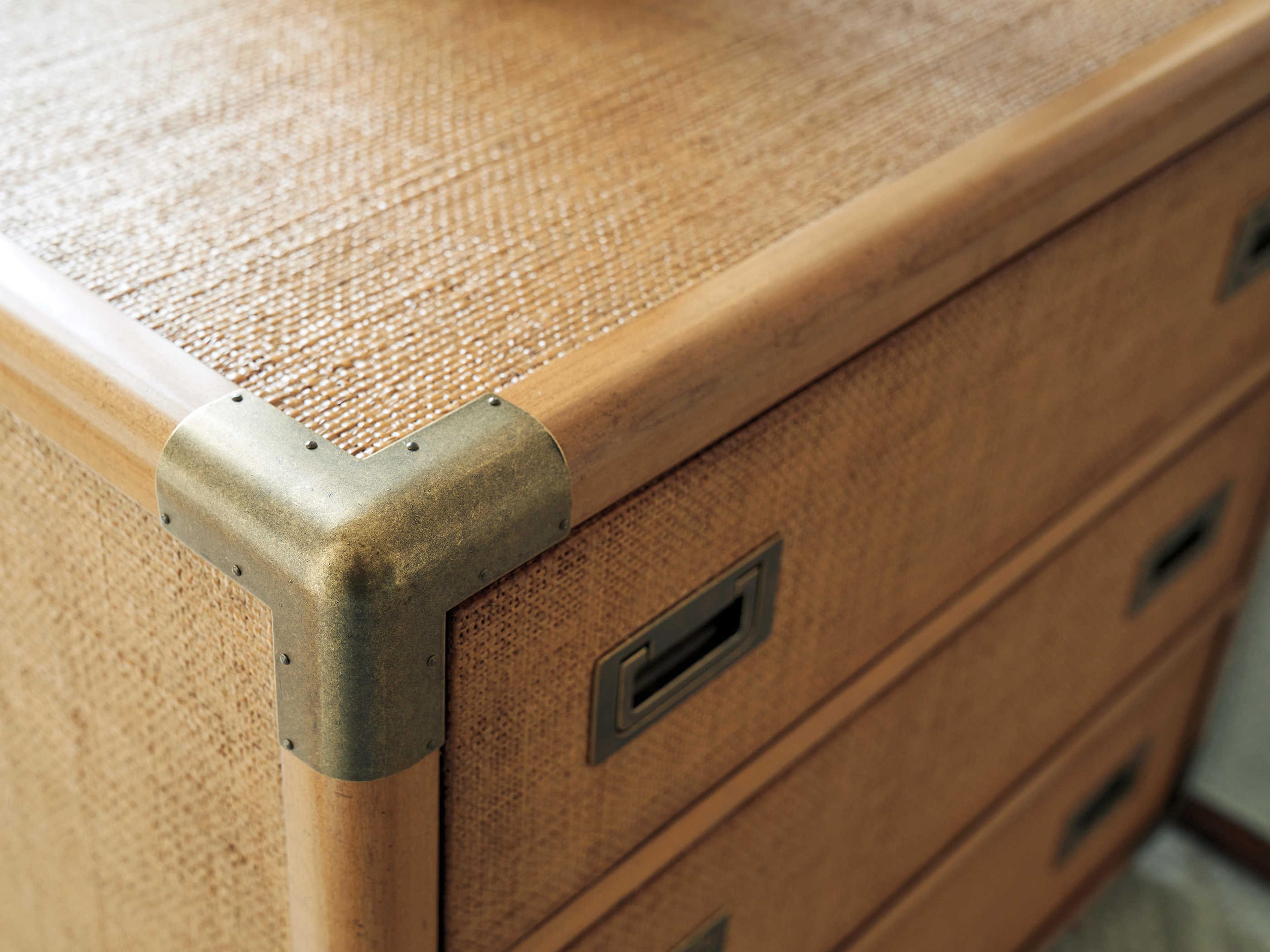 Barclay Butera Laguna Sapphire Woven Trunk Square Wood Wicker End Table