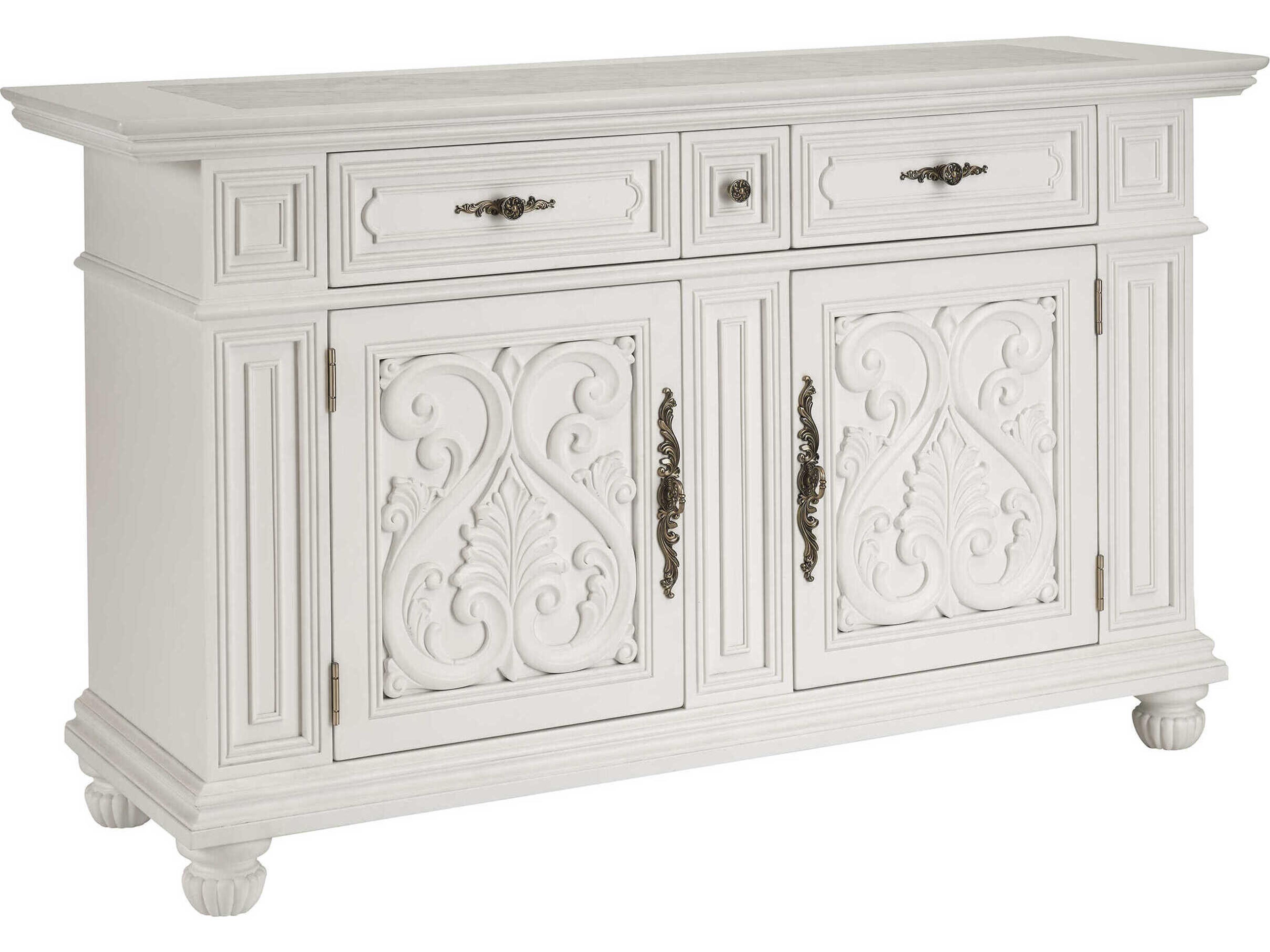 Villa Blanca 68" Mallet White Amalfi Sideboard