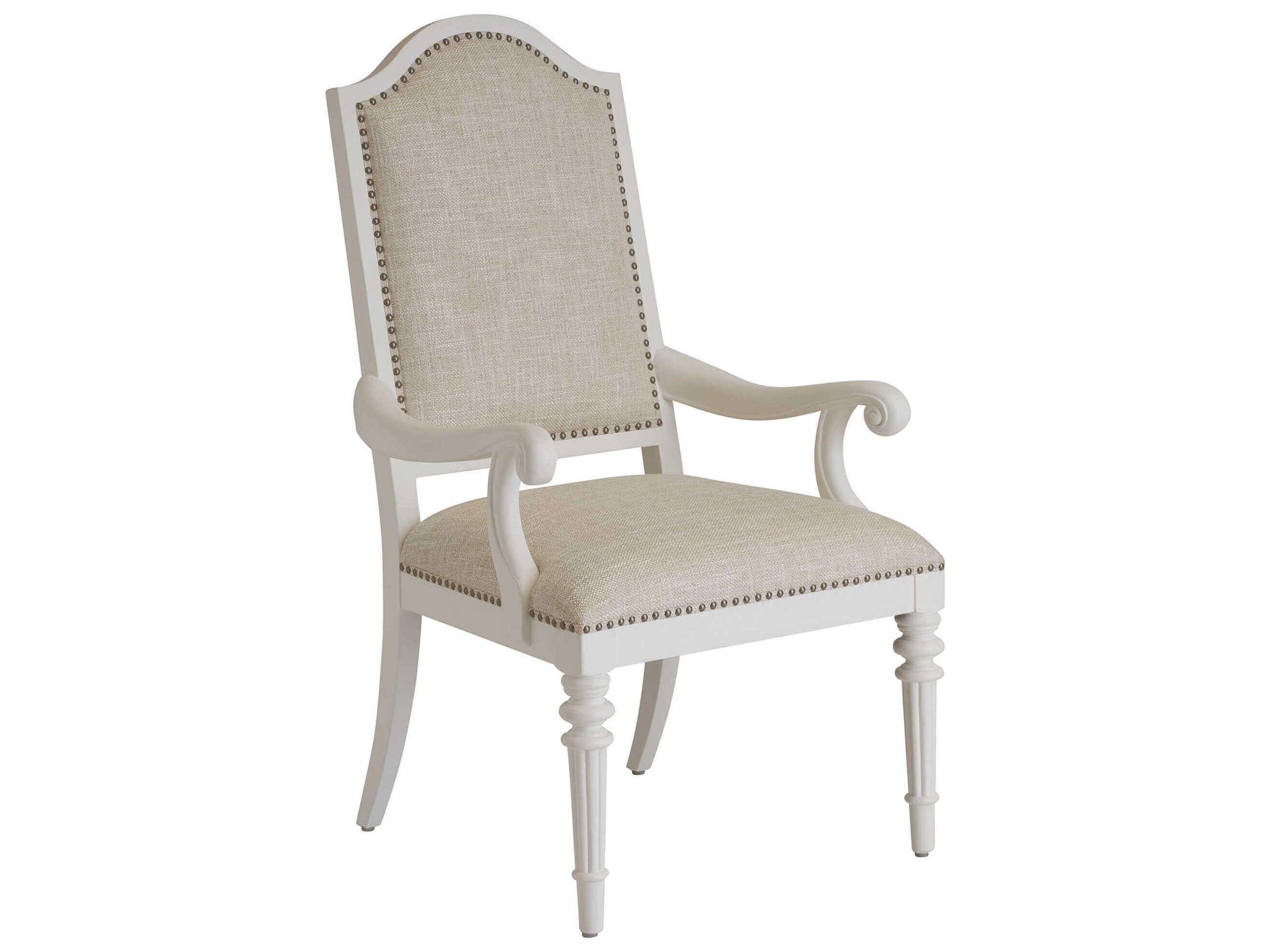 Villa Blanca Beige Upholstered Corsica Arm Dining Chair
