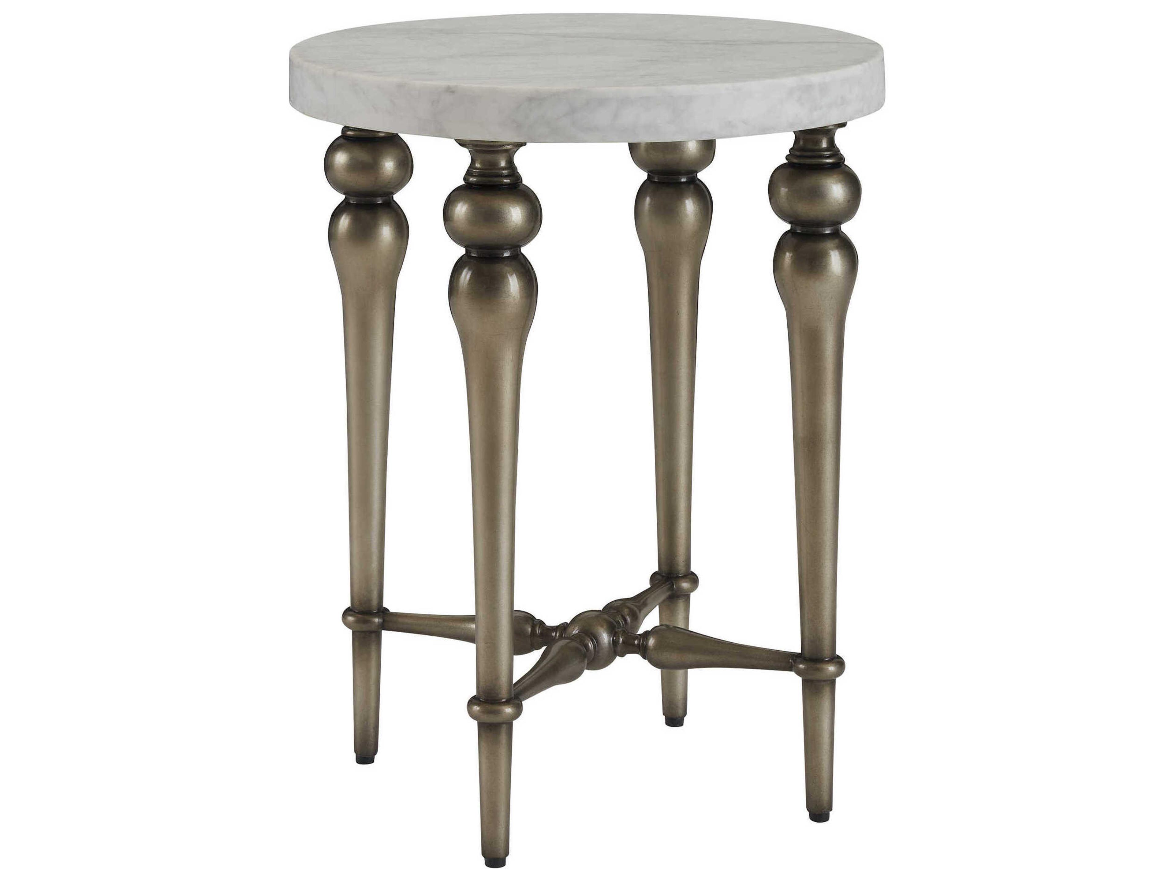 Villa Blanca Round Marble White Antique Silver Argos Martini End Table