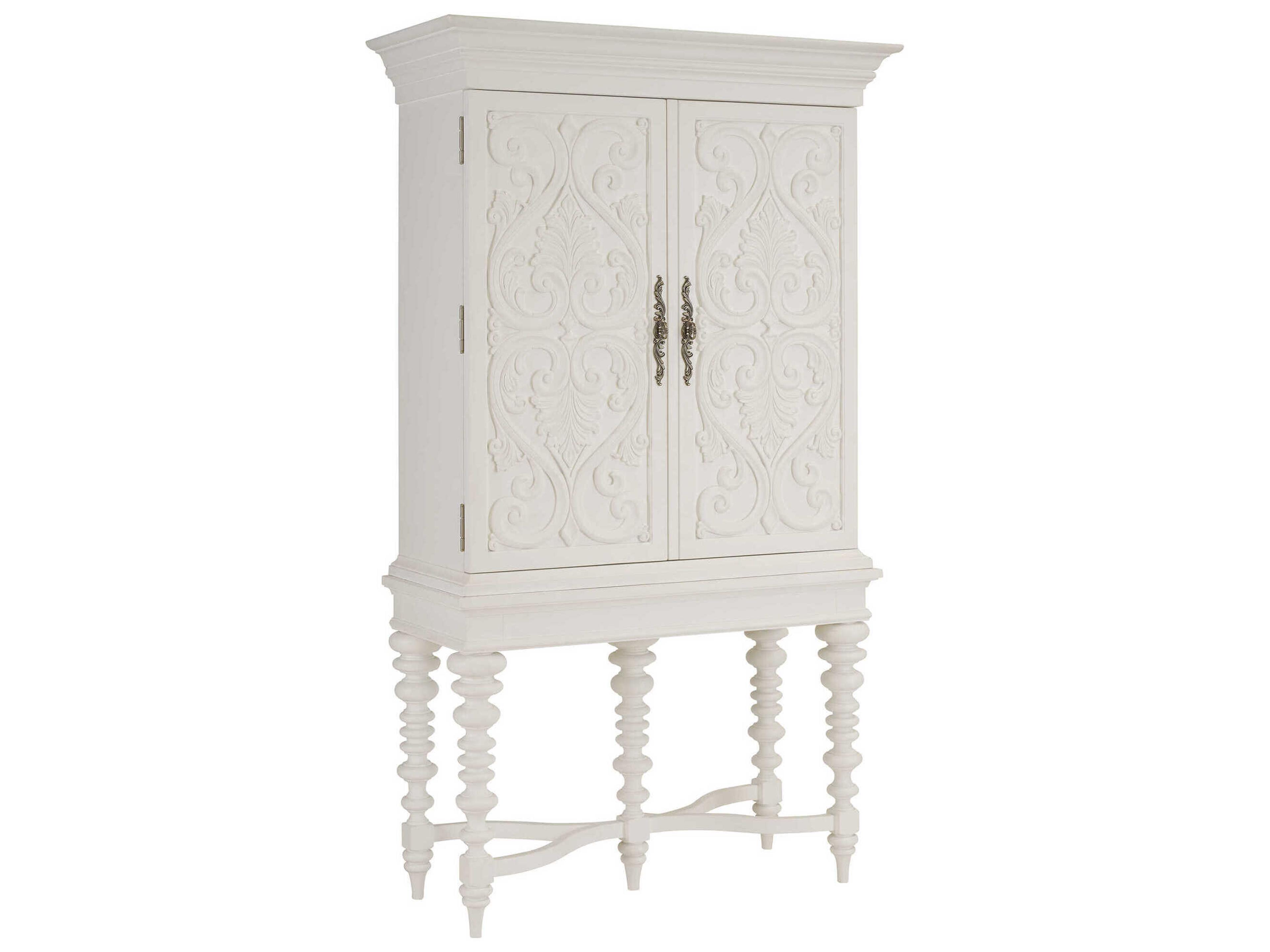 Villa Blanca Mallet White Bar Cabinet