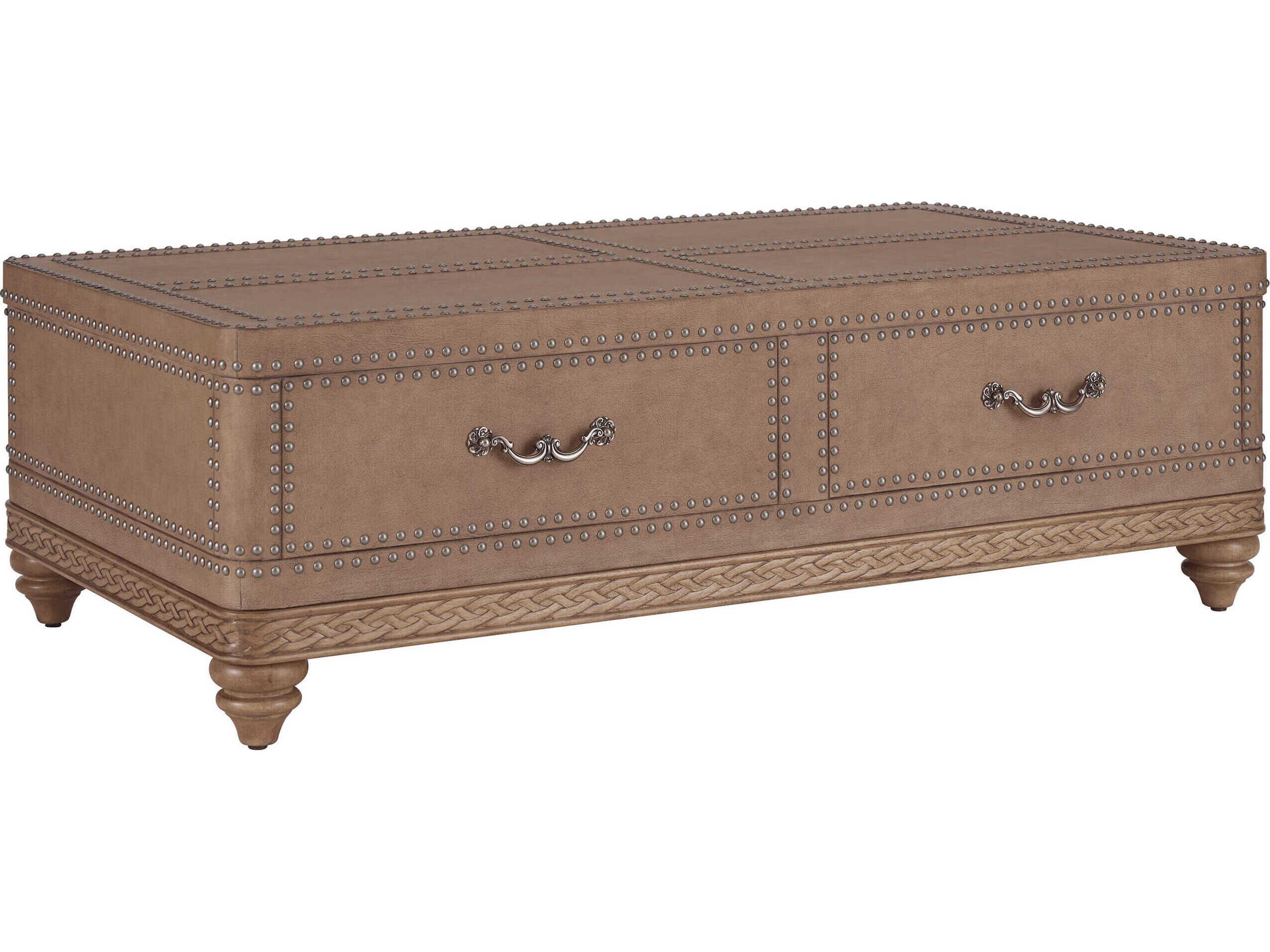Villa Blanca Rectangular Faux Leather Lisbon Trunk Cocktail Table