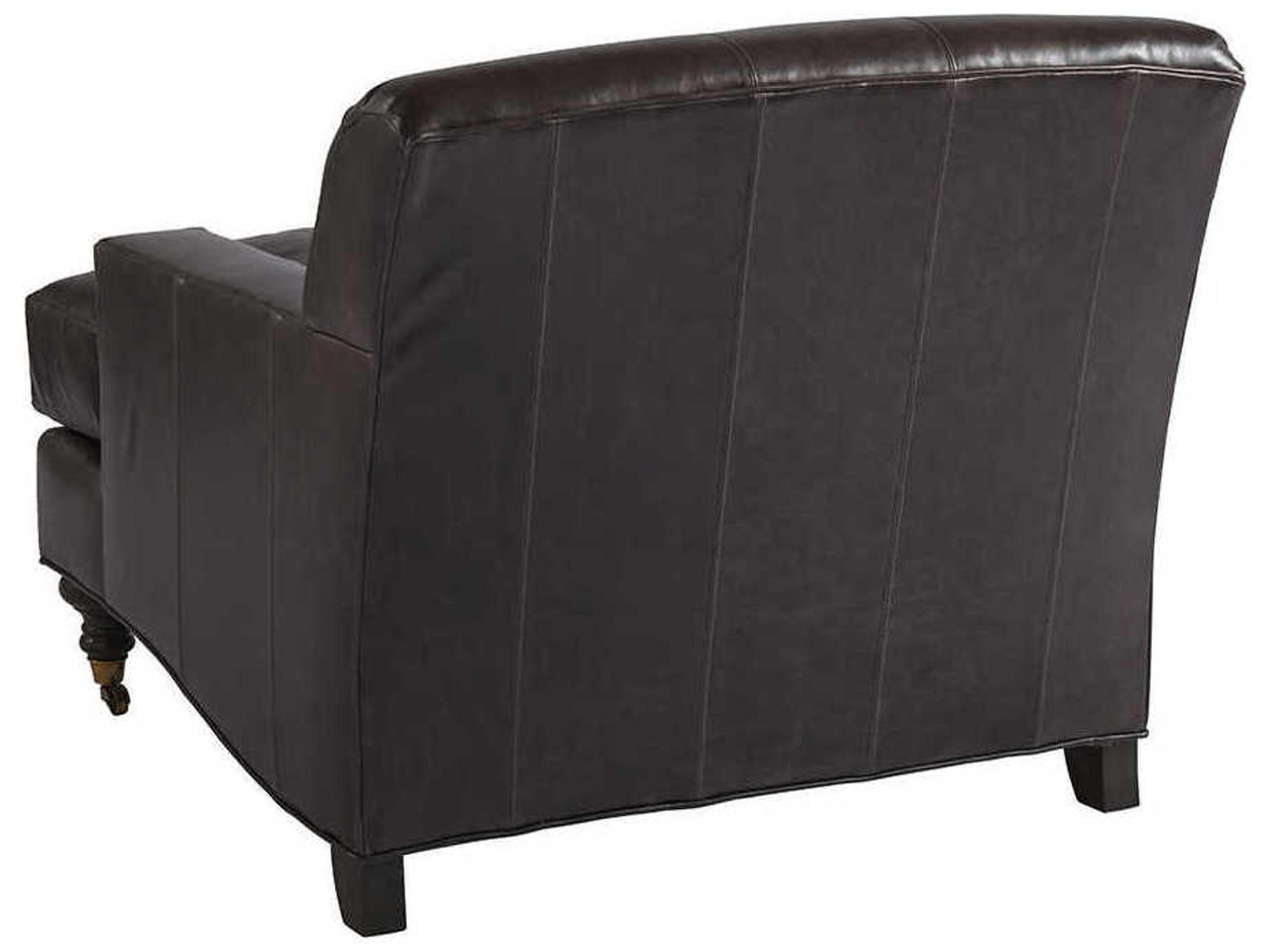 Barclay Butera Upholstery Oxford Rolling Gray Leather Accent Chair