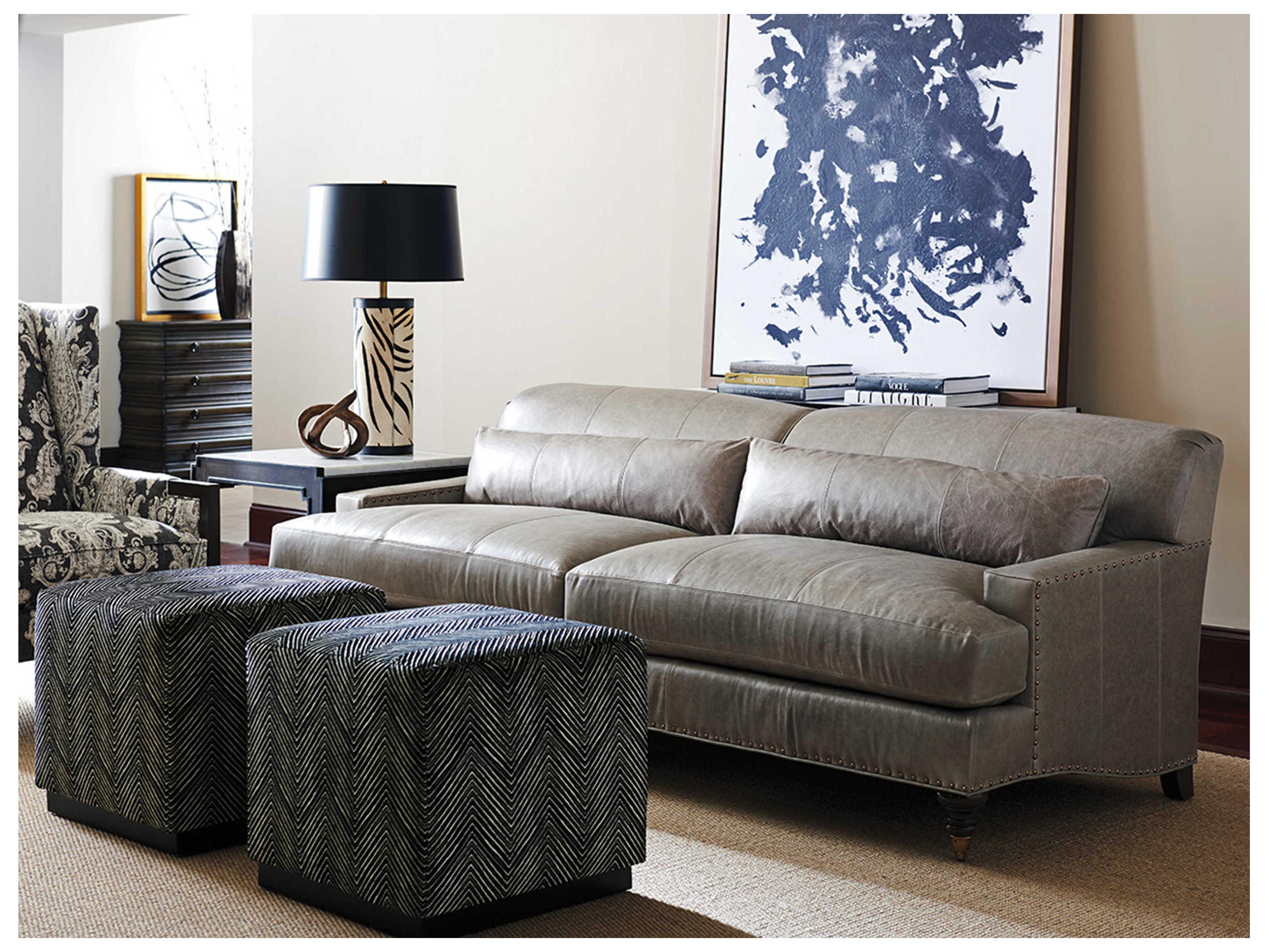 Barclay Butera Upholstery Oxford Leather Sofa