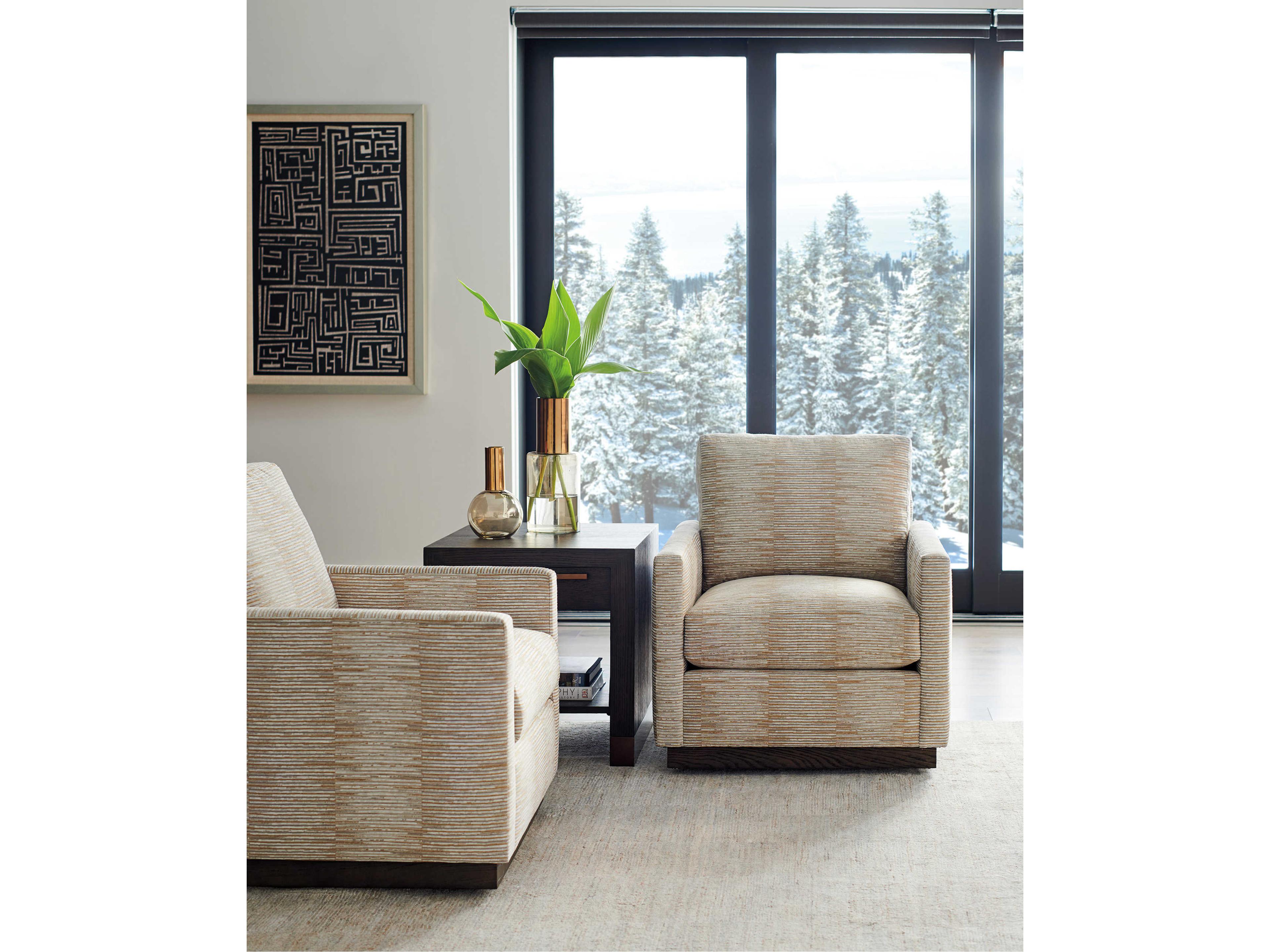 Barclay Butera Upholstery Meadow View Swivel Beige Fabric Accent Chair