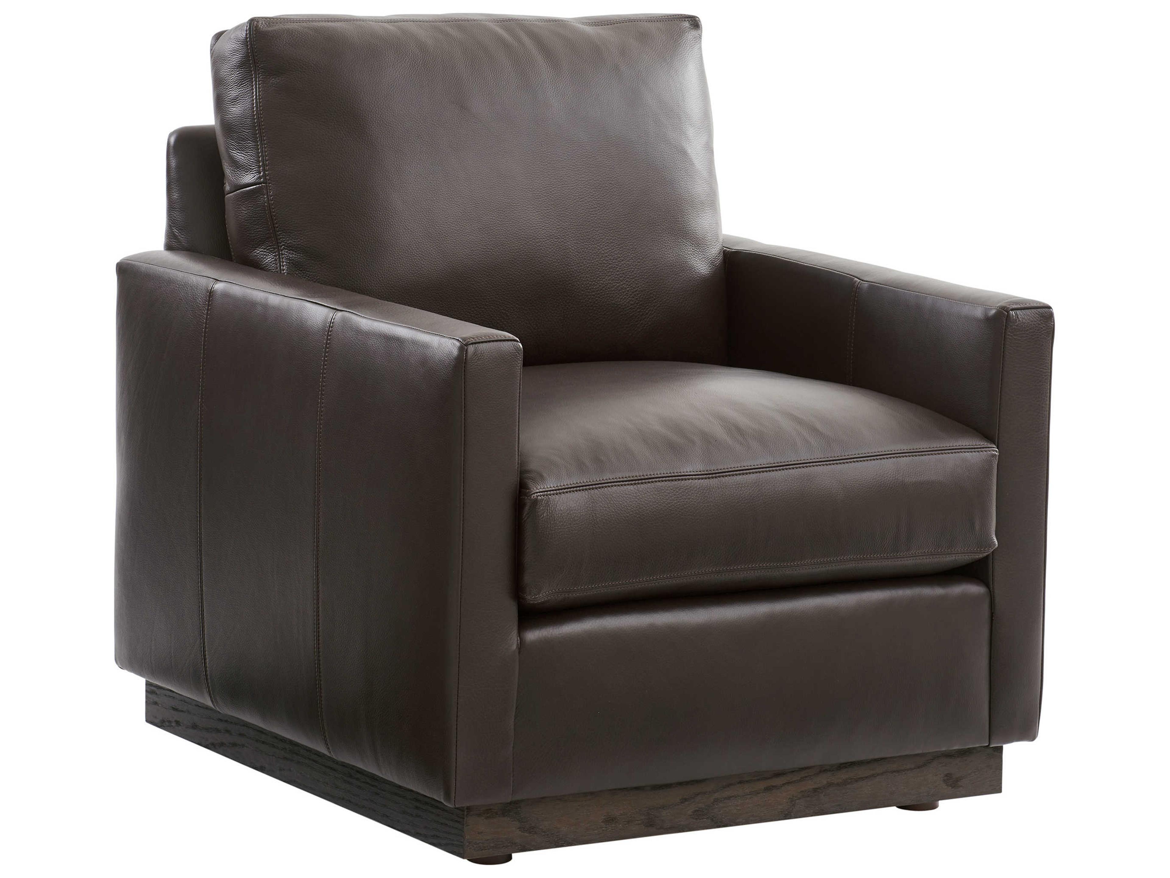 Barclay Butera Upholstery Meadow View Swivel Brown Leather Accent Chair