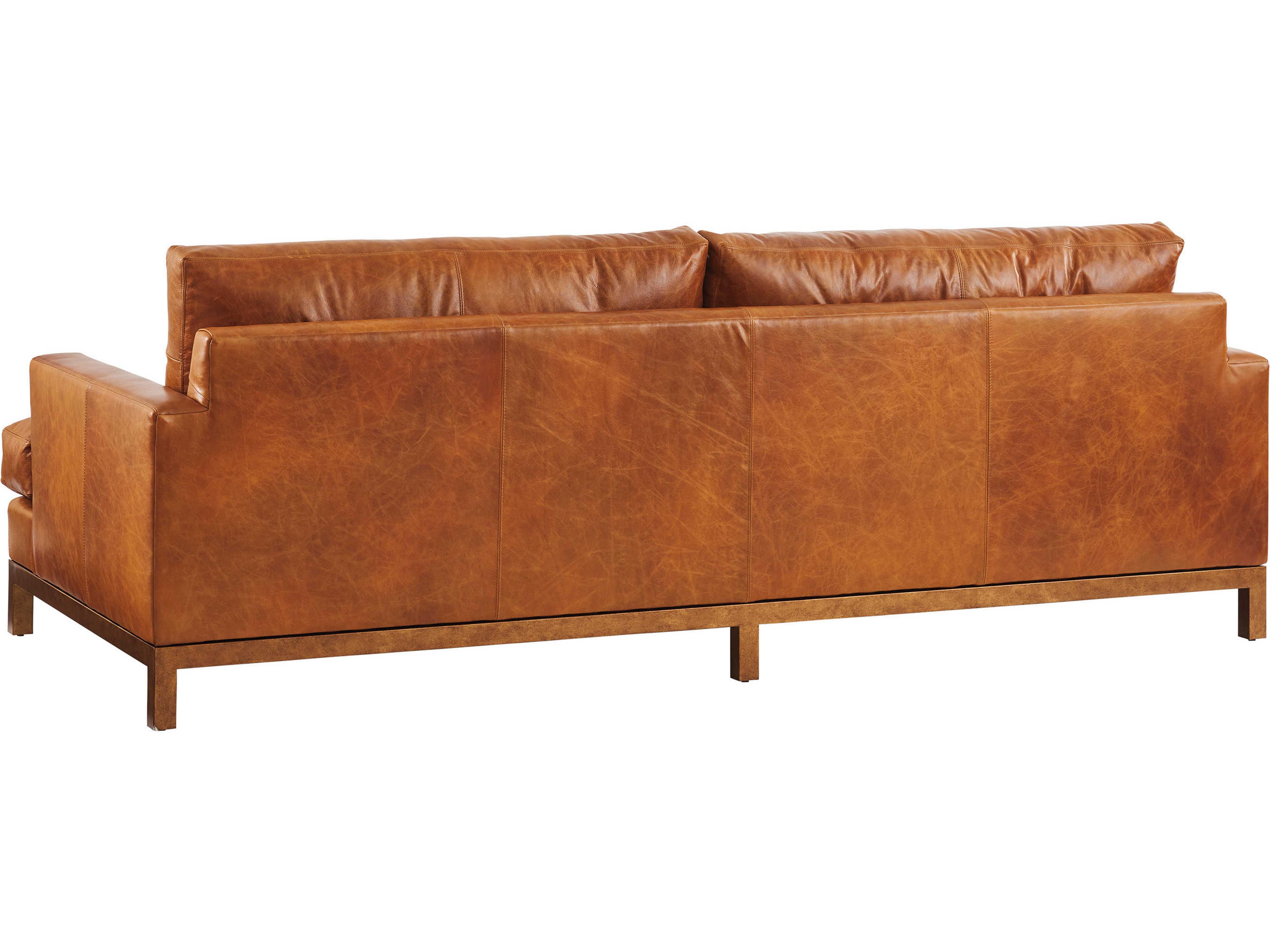 Barclay Butera Upholstery Horizon Ocean Brown Leather Sofa