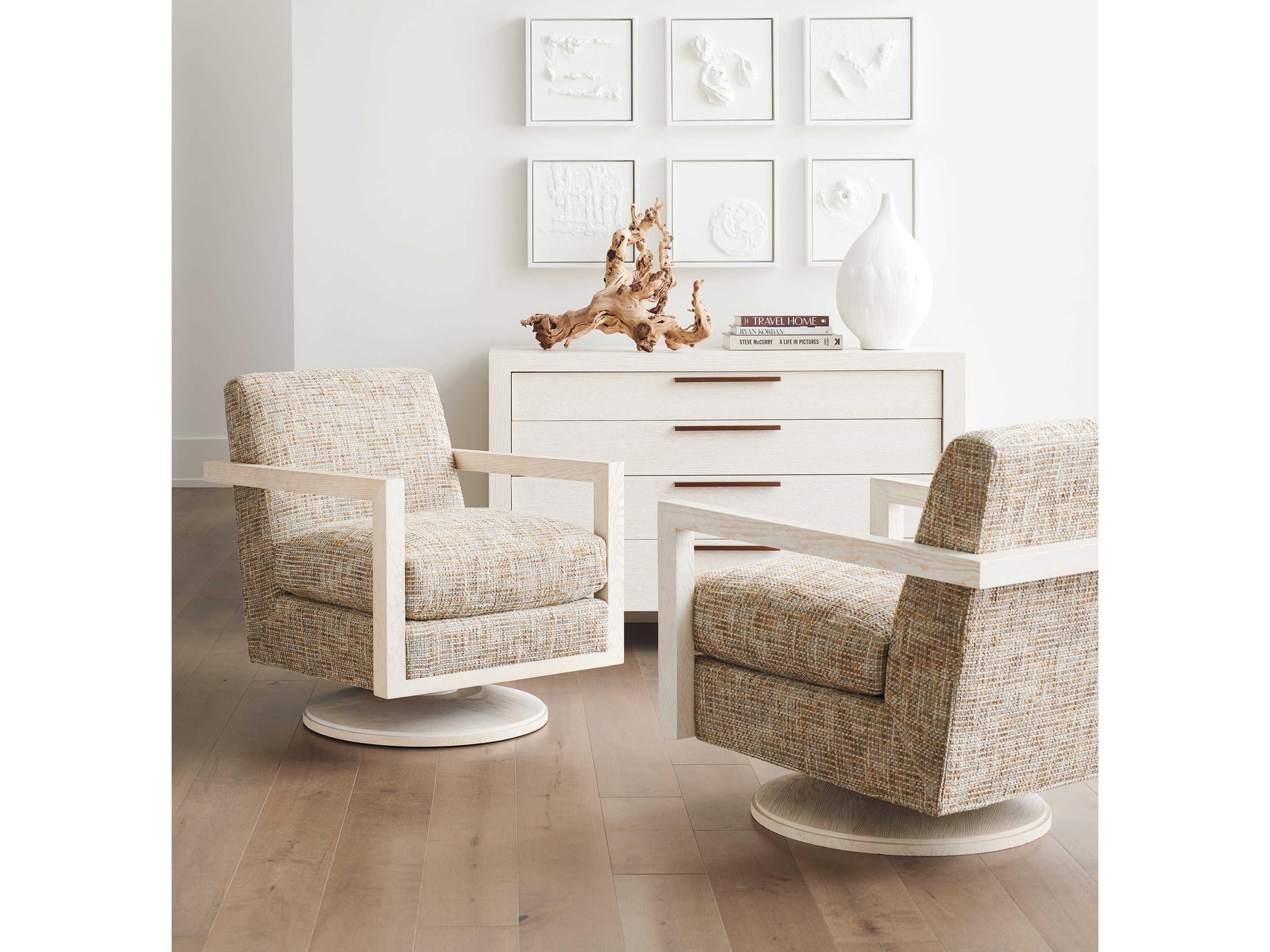 Barclay Butera Upholstery Willa Swivel Gray Fabric Accent Chair