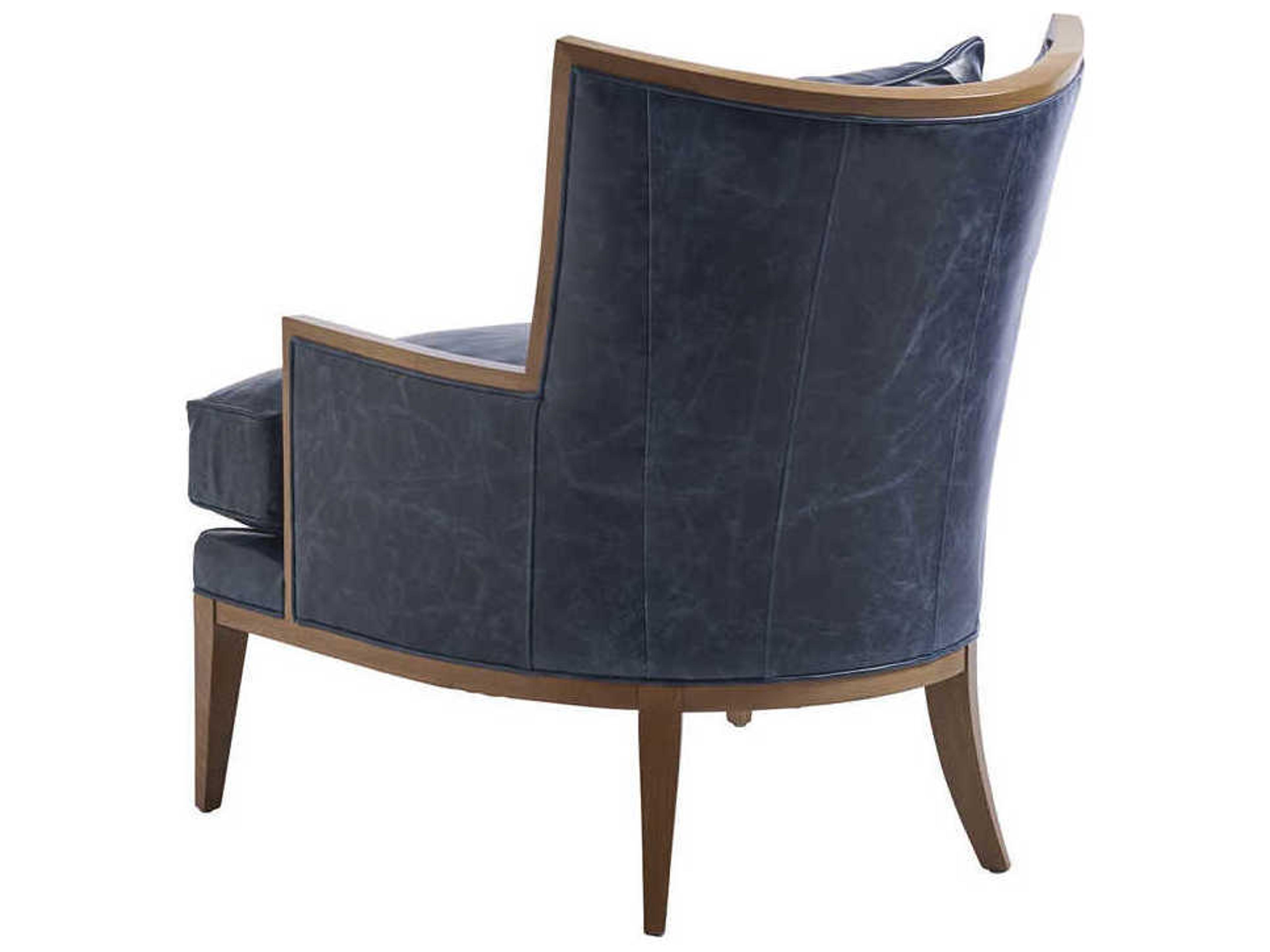 Barclay Butera Upholstery Atwood Blue Leather Accent Chair