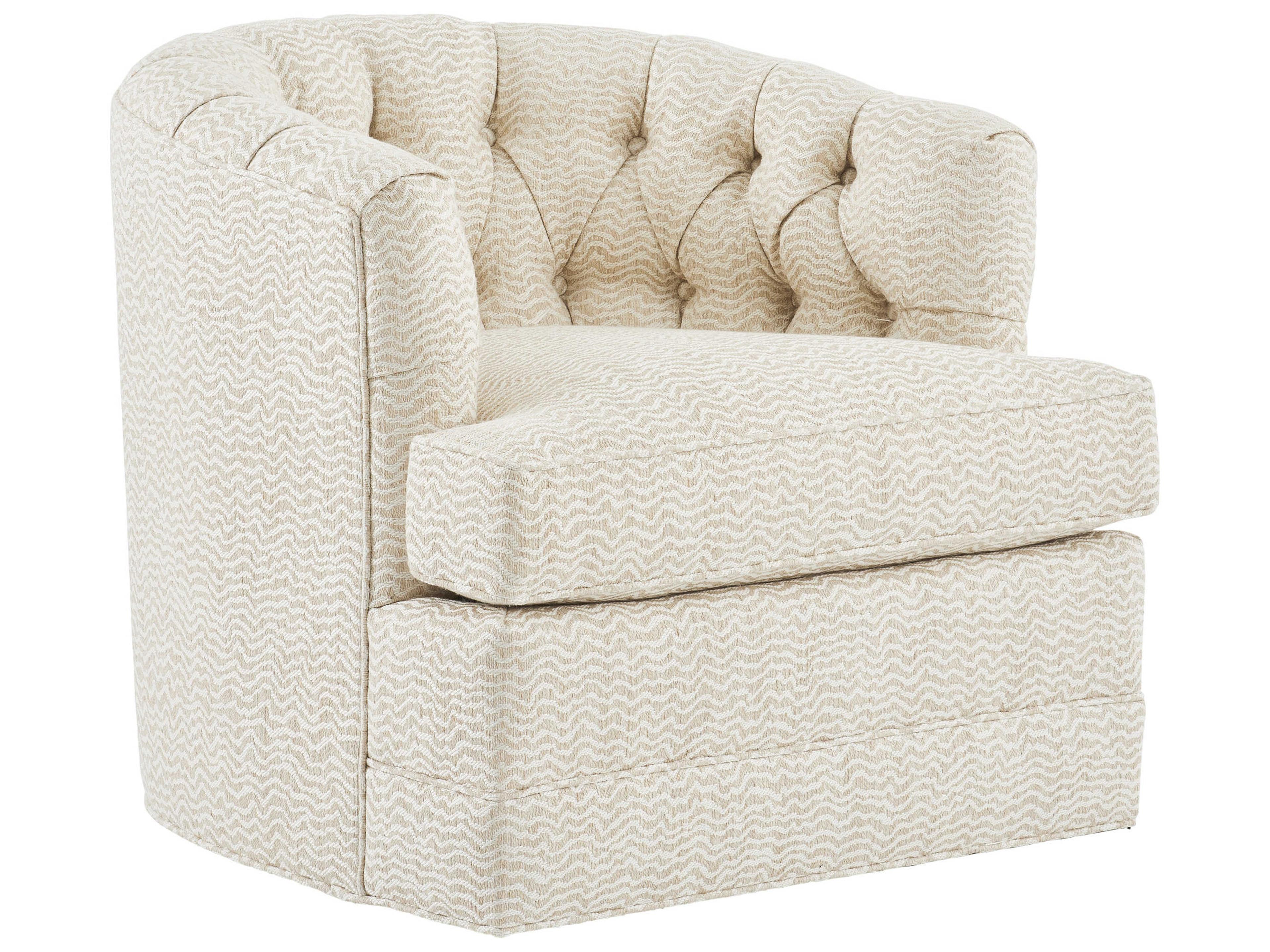 Barclay Butera Upholstery Cliffhaven Swivel Cream Fabric Tufted Accent Chair