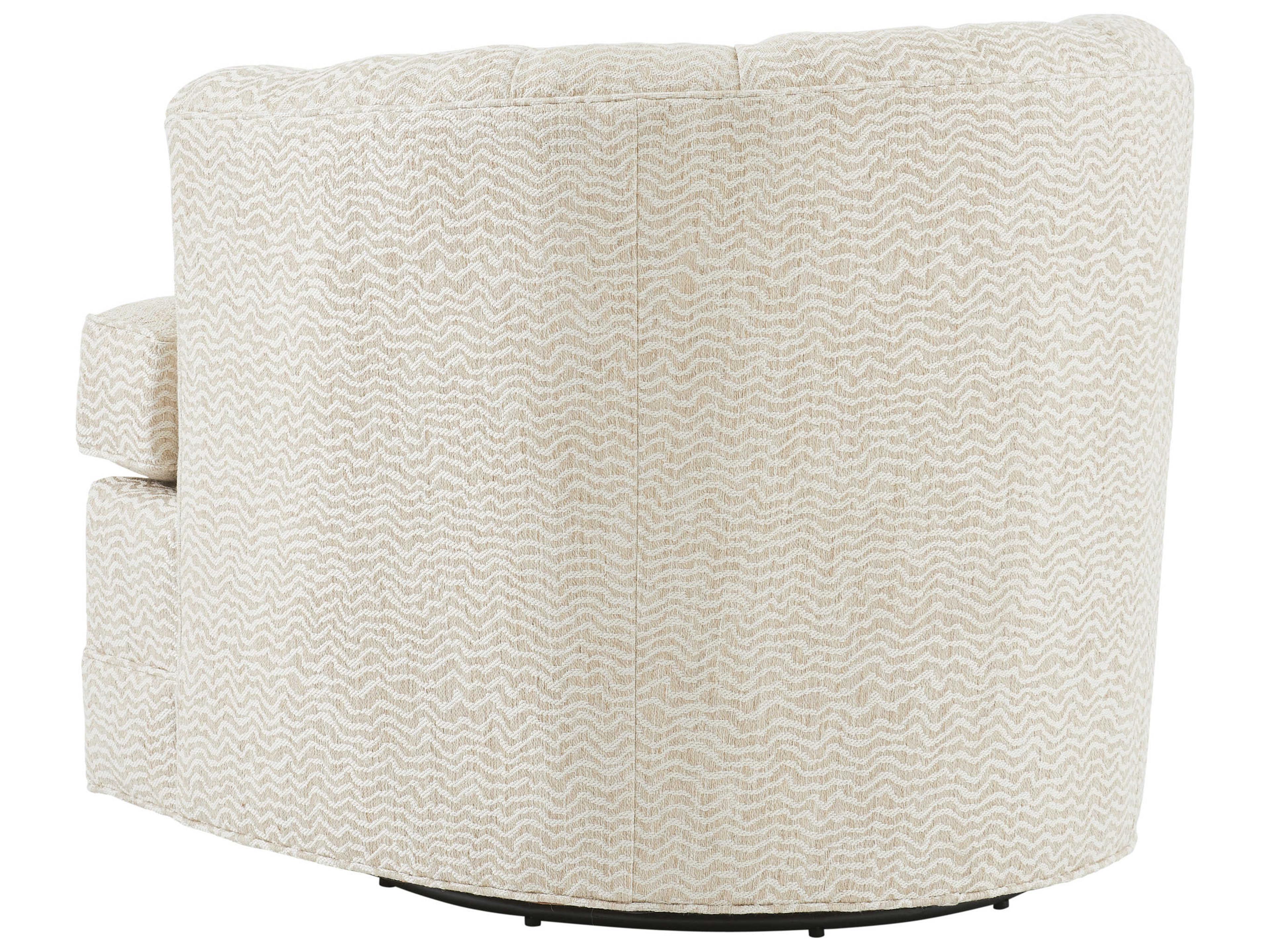 Barclay Butera Upholstery Cliffhaven Swivel Cream Fabric Tufted Accent Chair