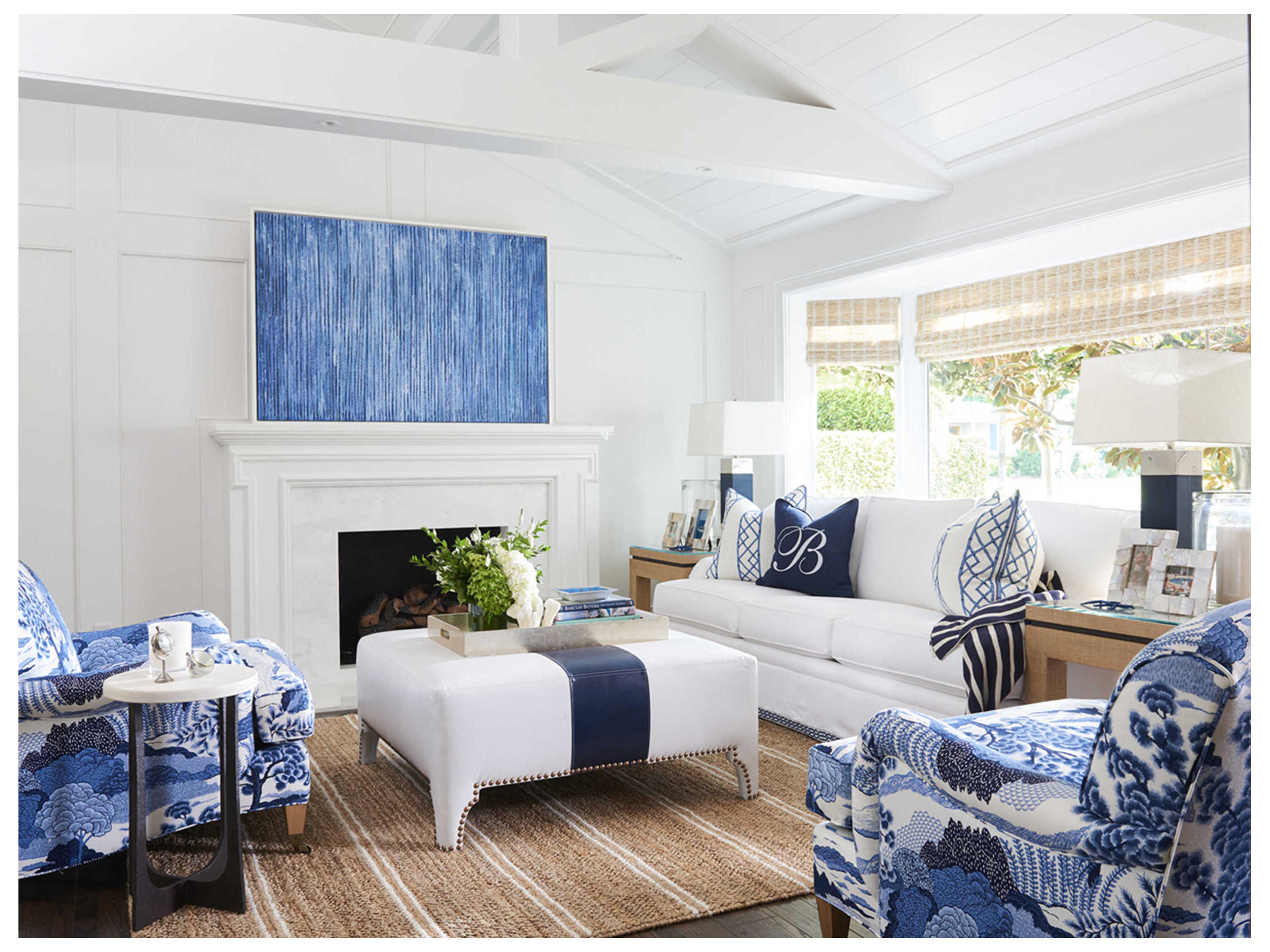 Barclay Butera Upholstery Sheffield Leather Ottoman