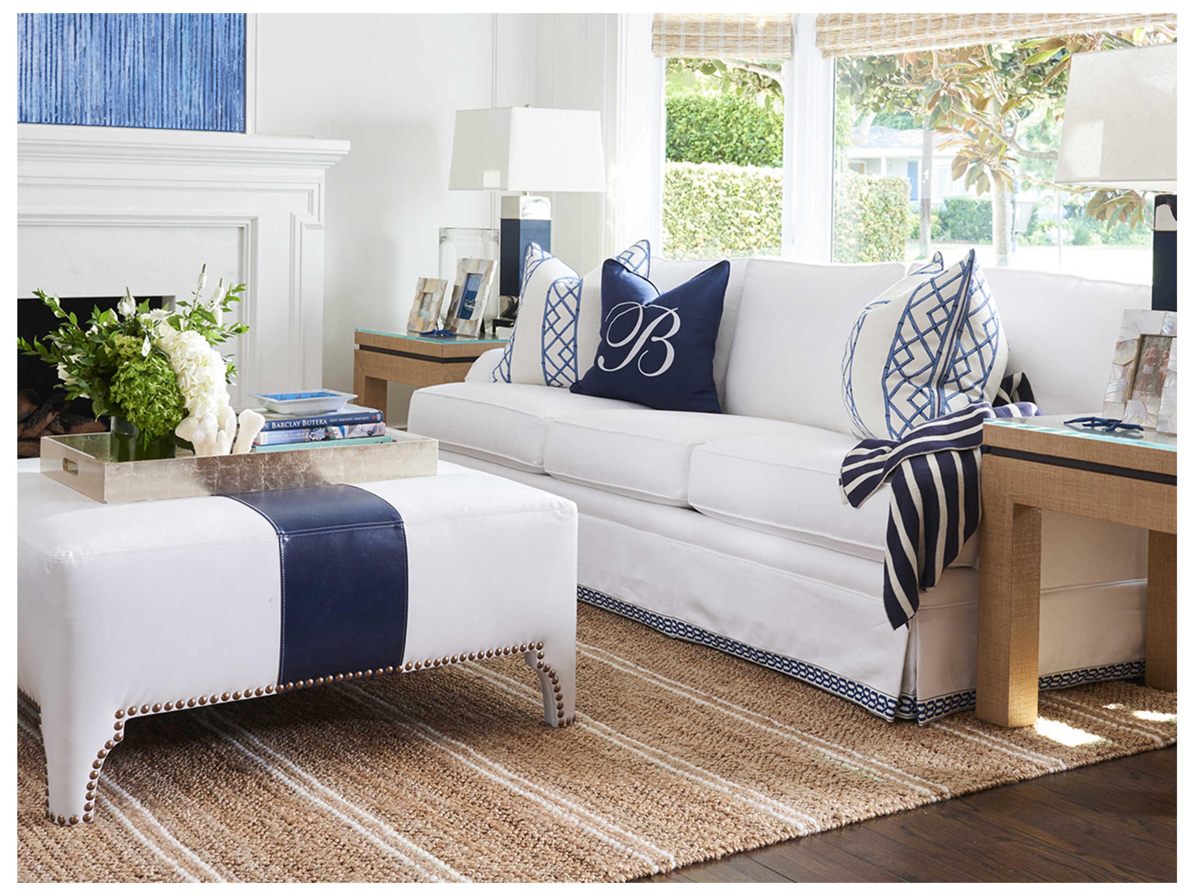 Barclay Butera Upholstery Sheffield Leather Ottoman