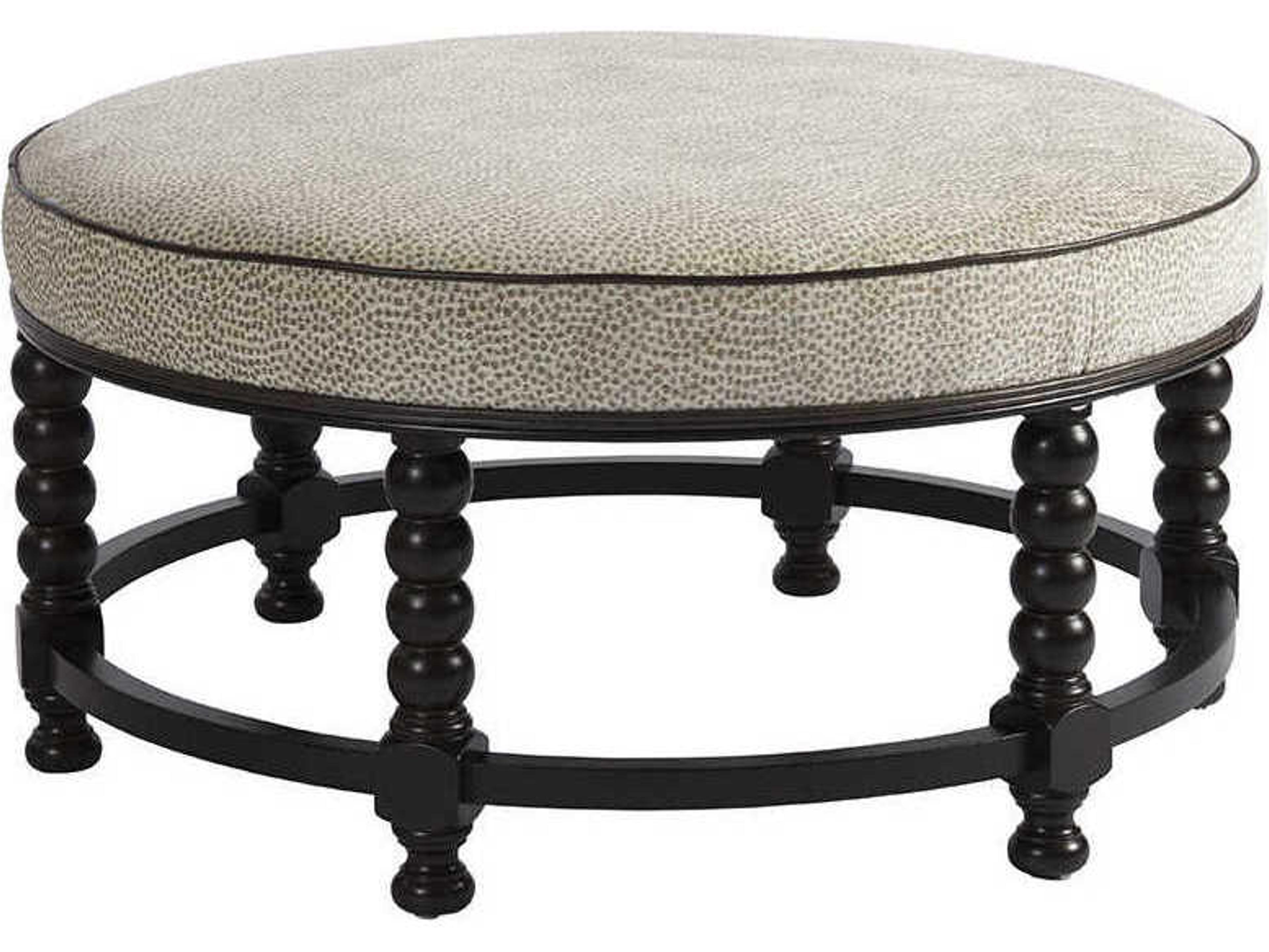 Upholstery Kona Taupe Black Upholstered Ottoman