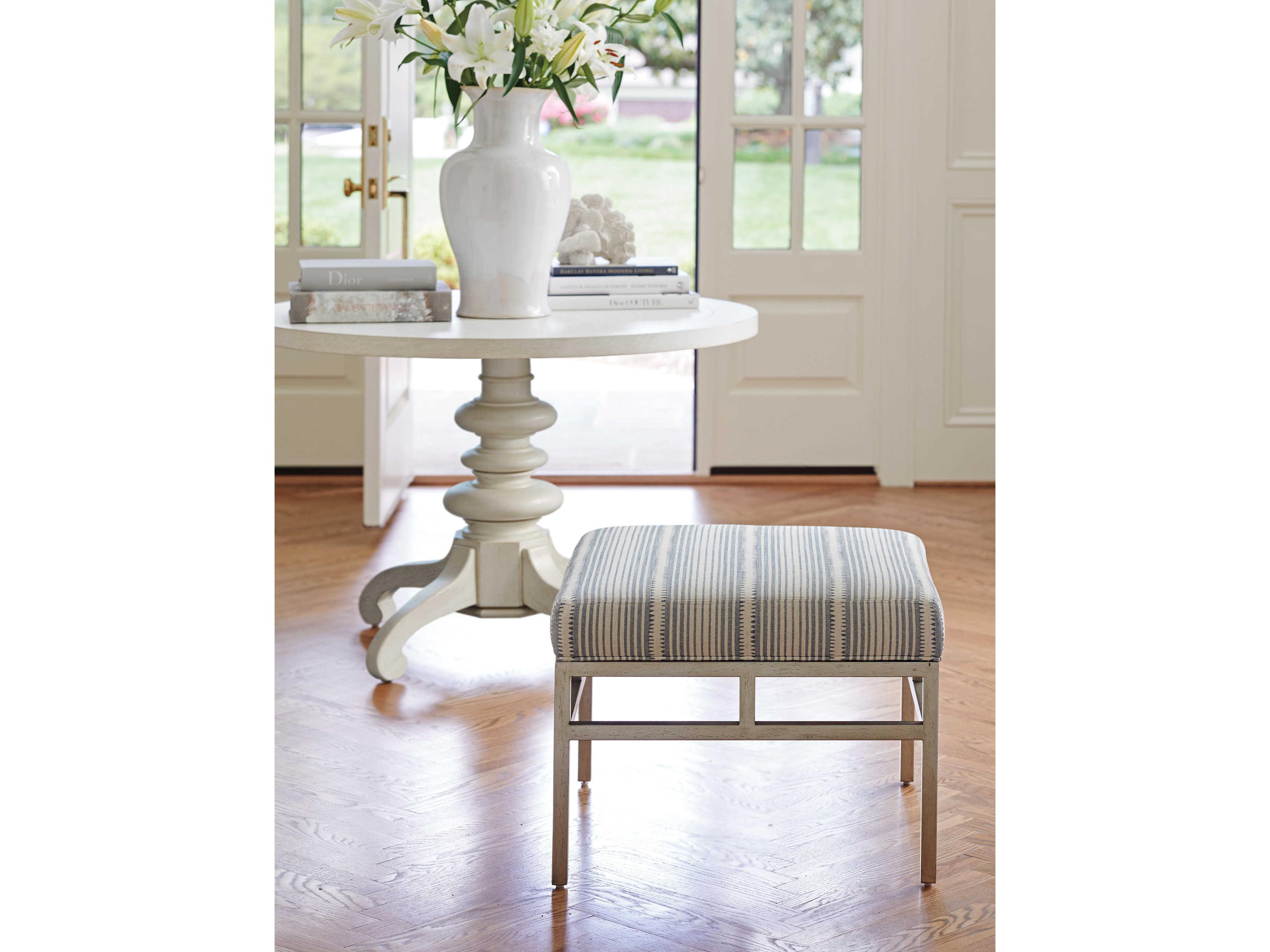 Barclay Butera Upholstery Lucca Blue Upholstered Ottoman