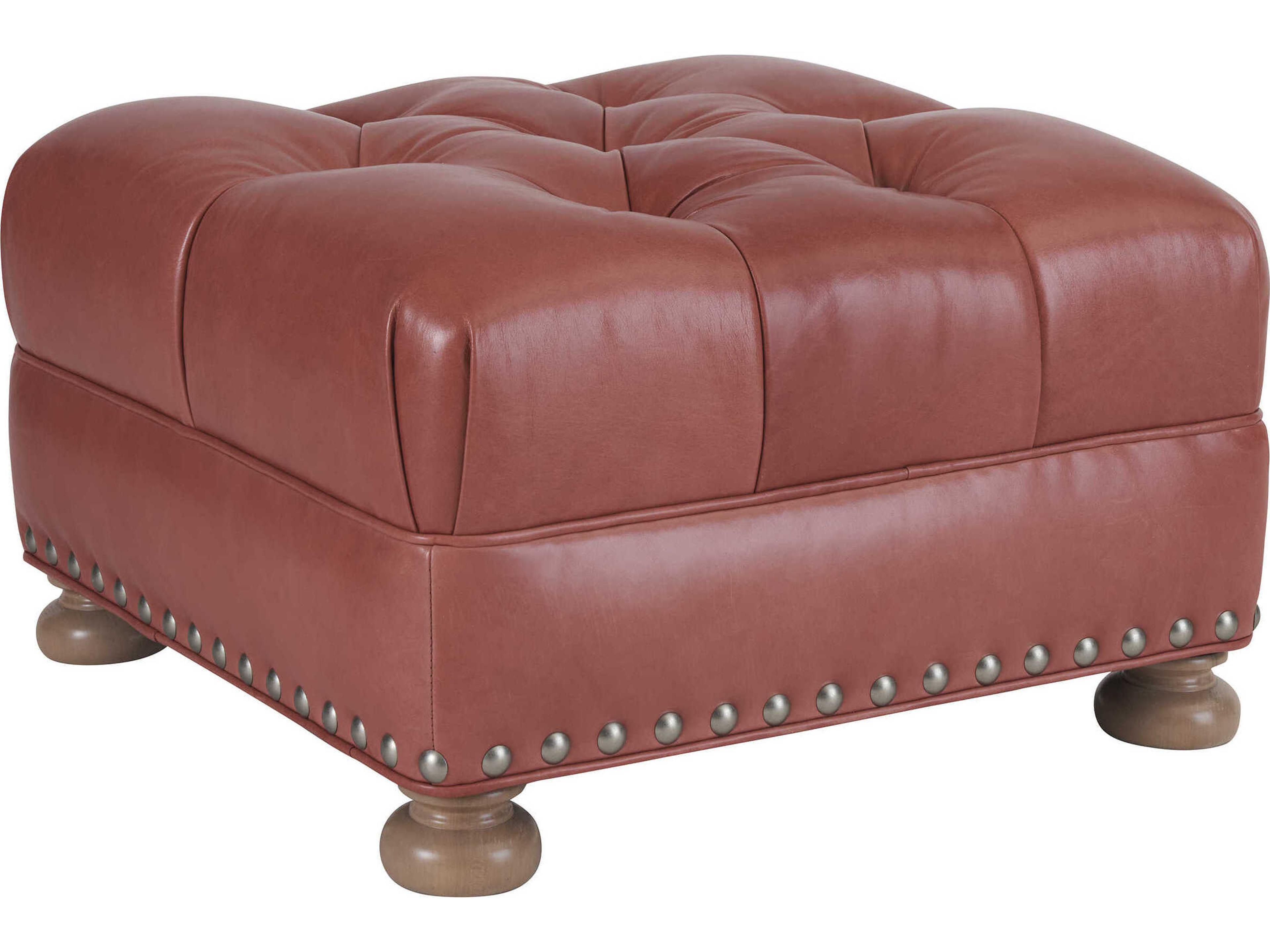 Upholstery Winslow Nouveau Red Leather Ottoman