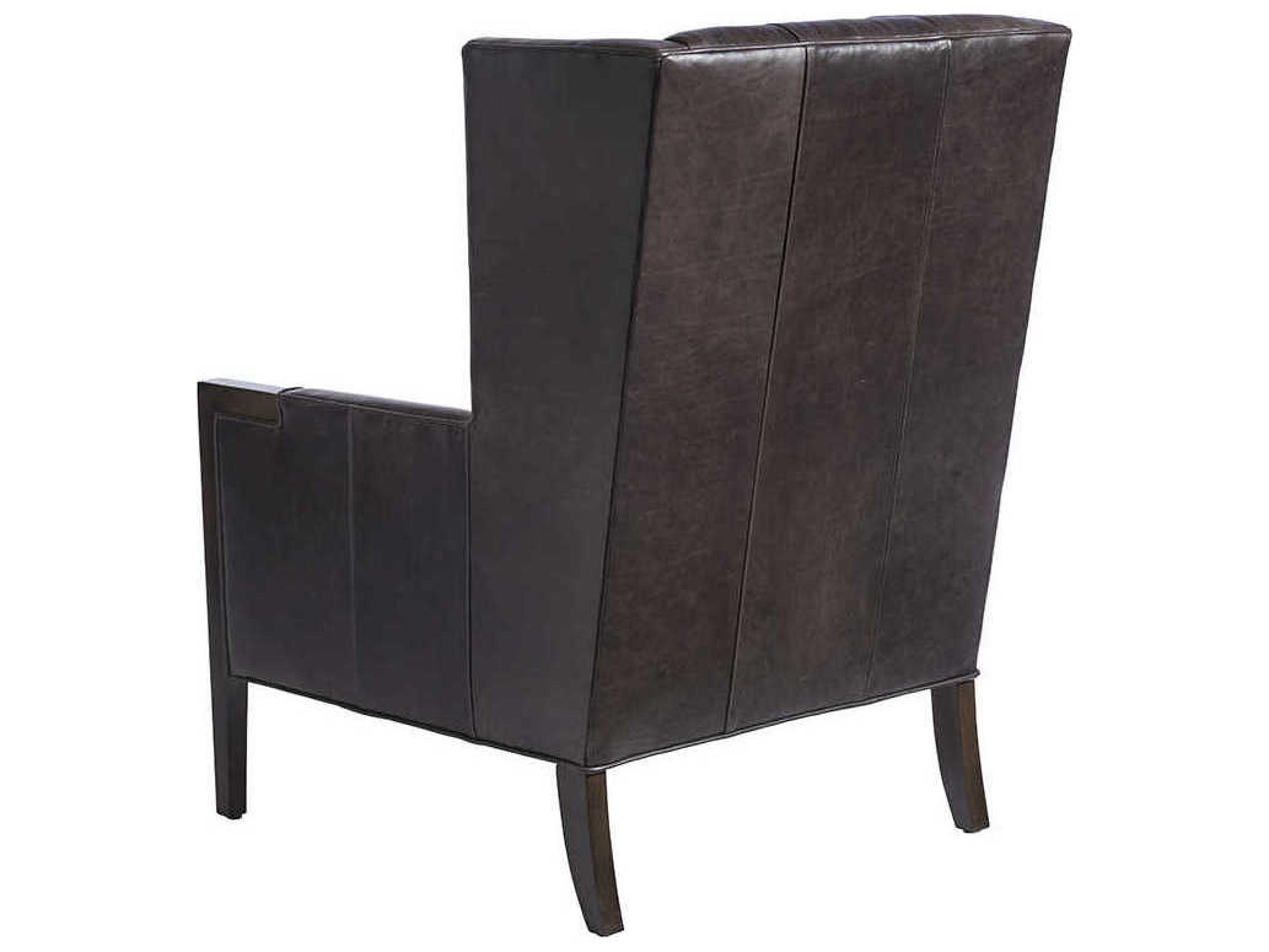 Barclay Butera Upholstery Stratton Wing Black Leather Accent Chair