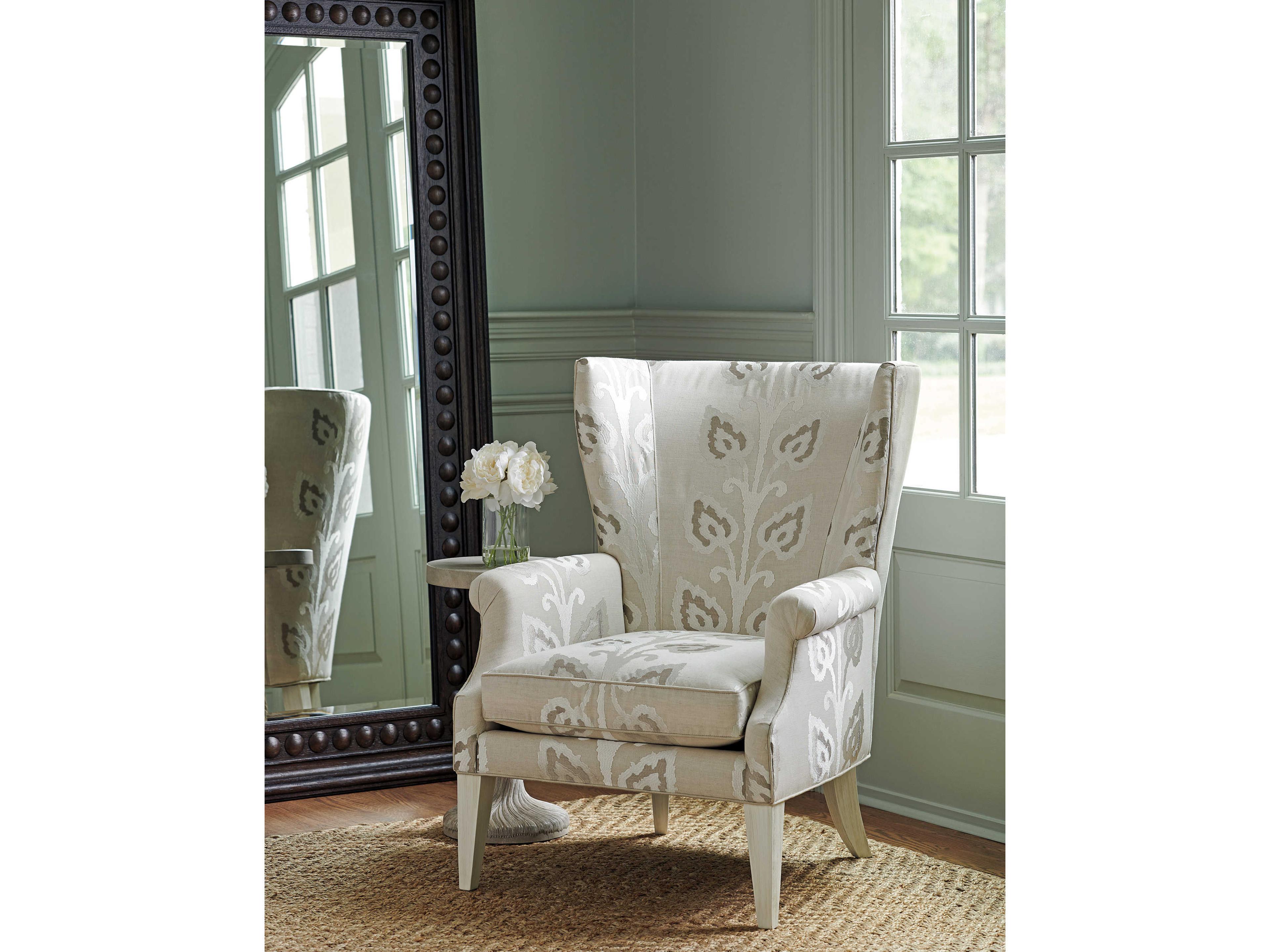 Barclay Butera Upholstery Newton Wing Silver Fabric Accent Chair