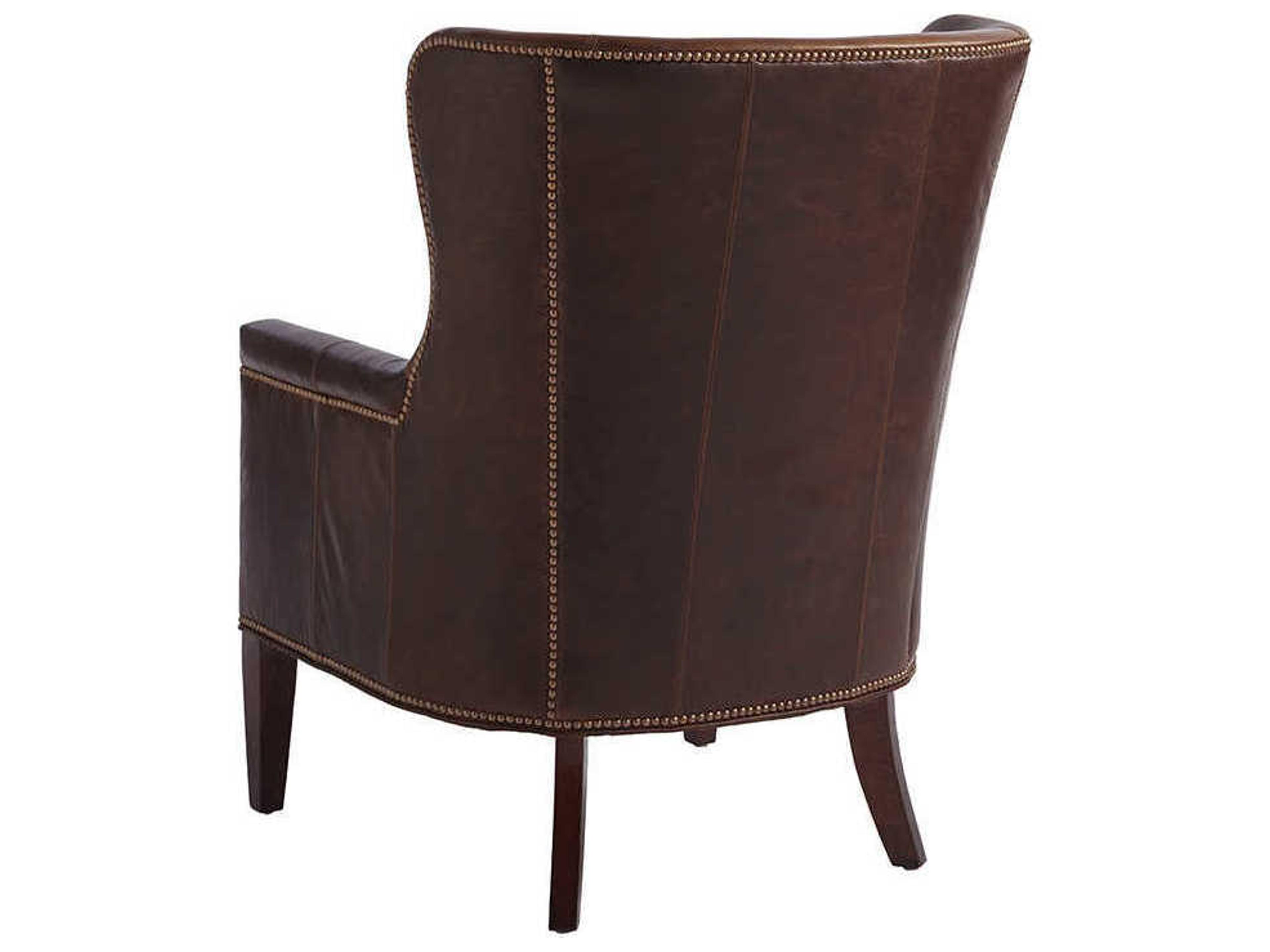 Barclay Butera Upholstery Avery Wing Brown Leather Accent Chair