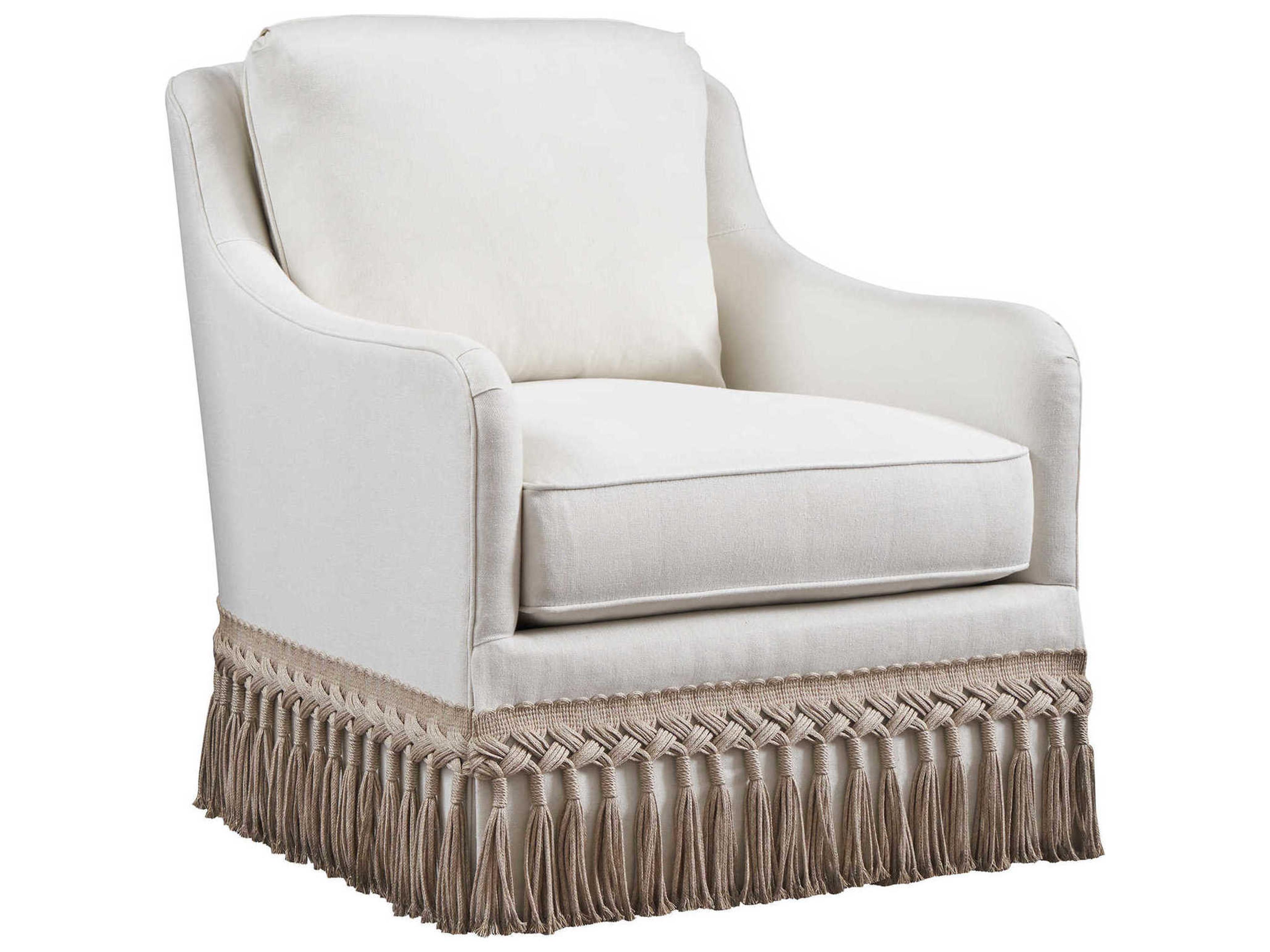 Upholstery Salt Creek Swivel White Fabric Accent Chair