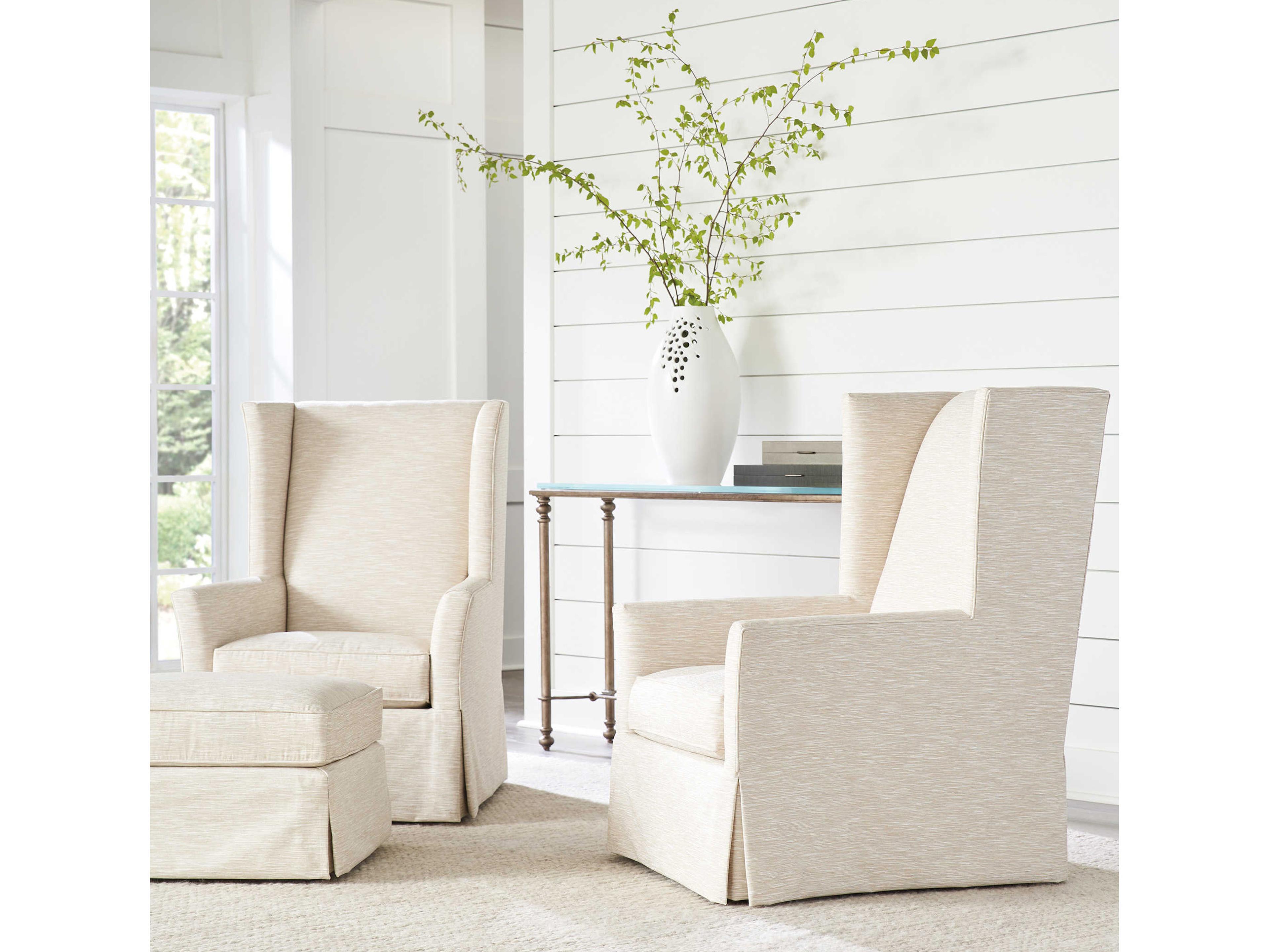 Barclay Butera Upholstery El Moro White Upholstered Ottoman