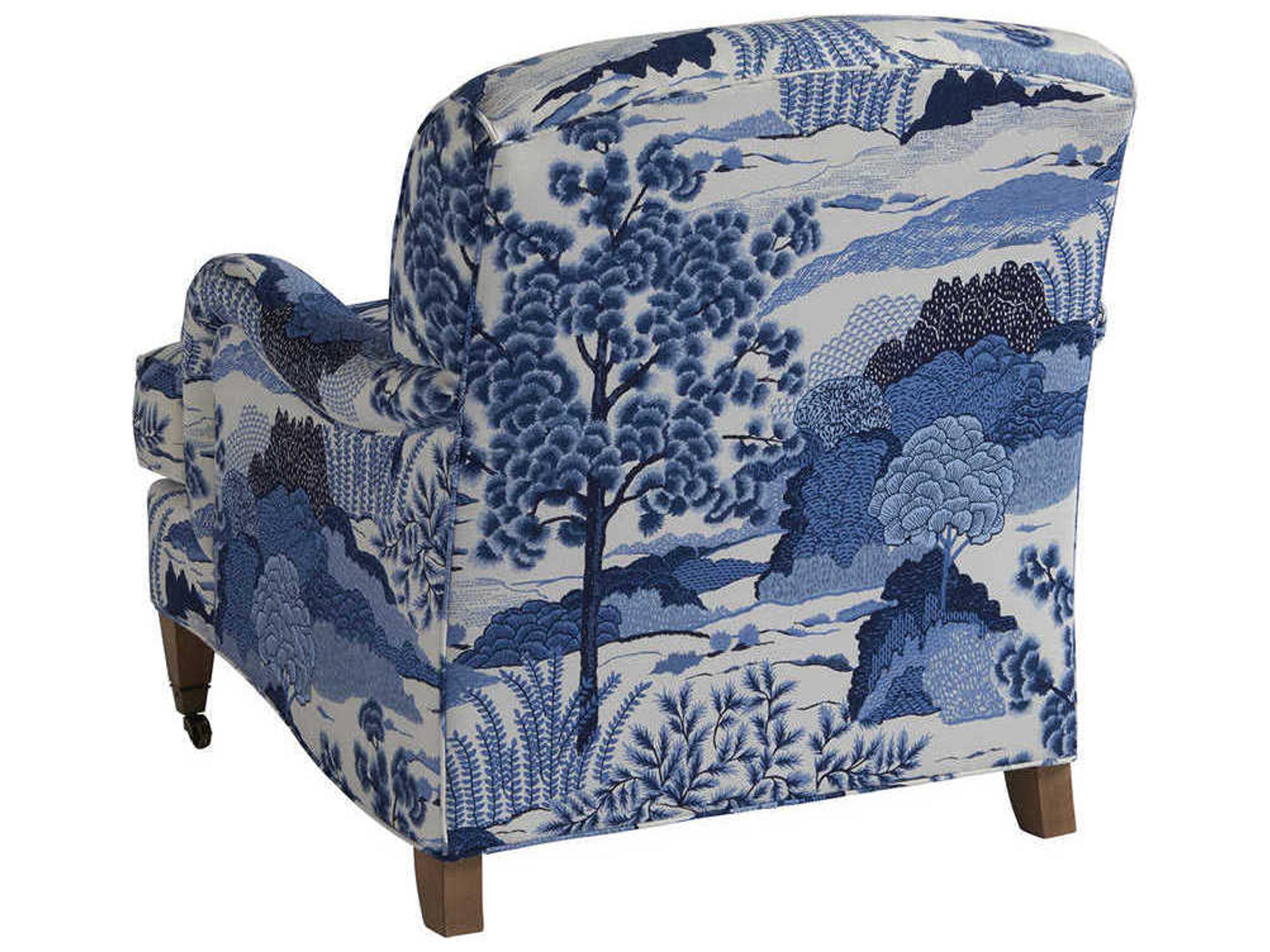 Barclay Butera Upholstery Sydney Rolling Blue Fabric Accent Chair