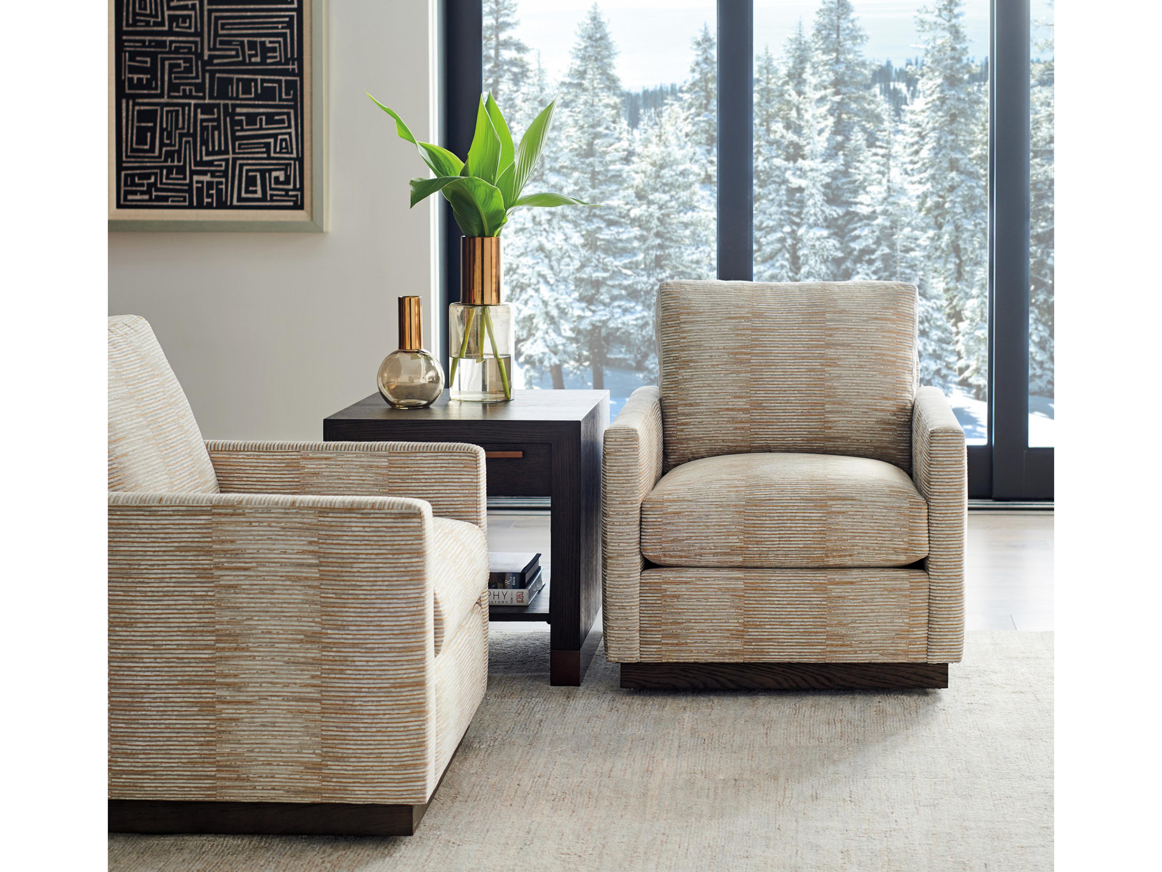 Barclay Butera Upholstery Meadow View Swivel Fabric Accent Chair