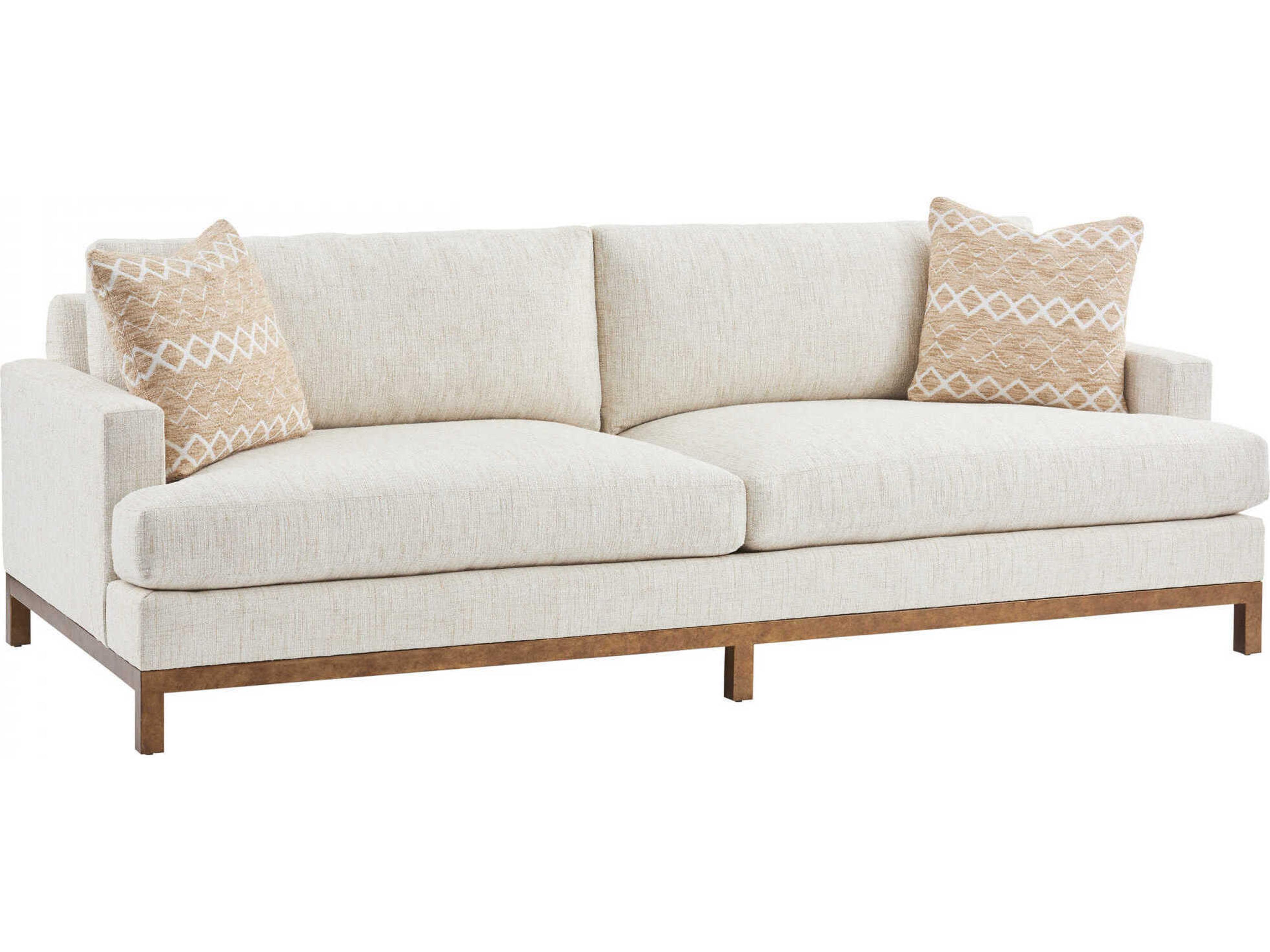 Upholstery Horizon Calais Brass Metal Upholstered Sofa