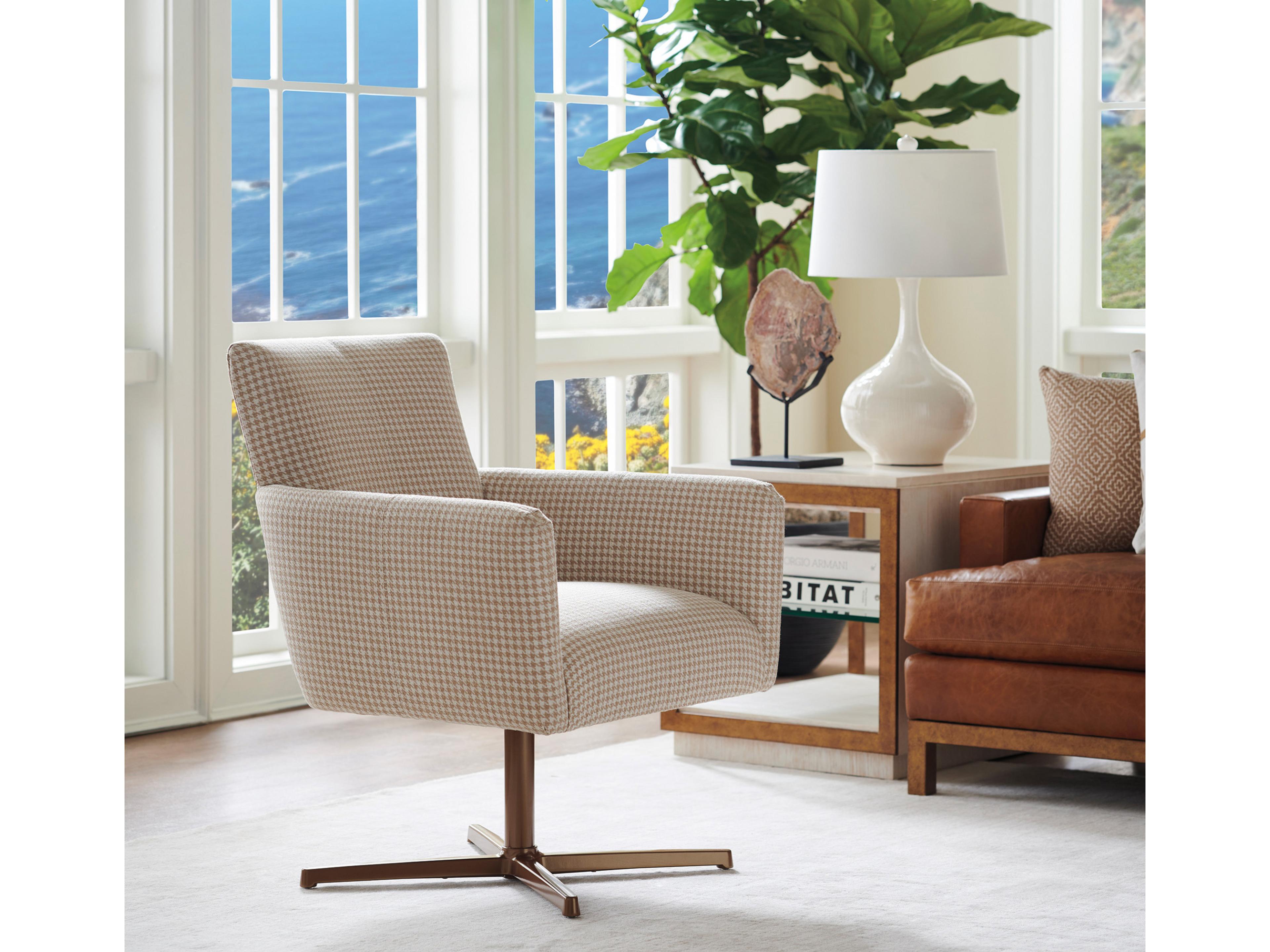 Barclay Butera Upholstery Brooks Swivel Fabric Accent Chair