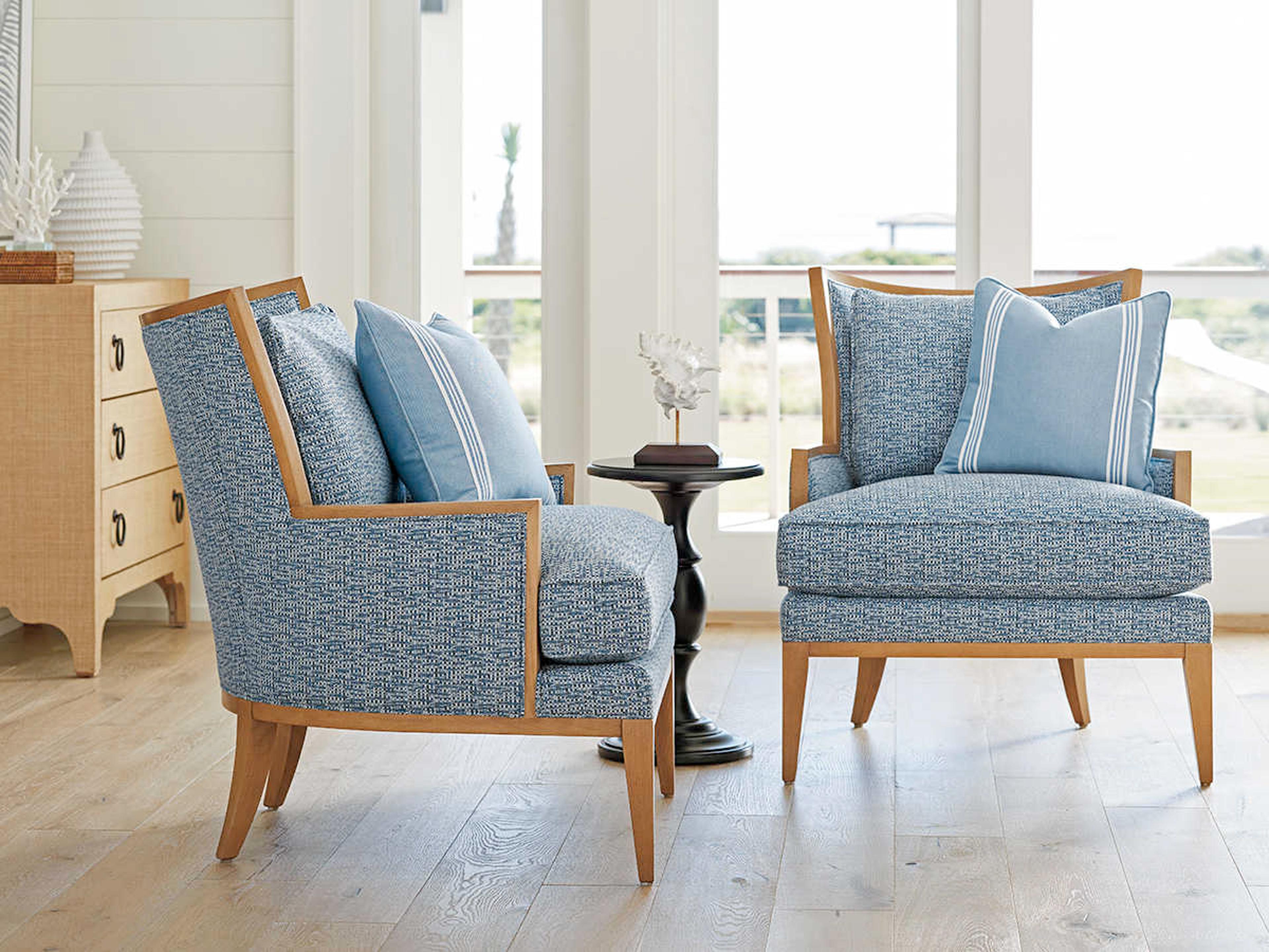 Barclay Butera Upholstery Atwood Blue Fabric Accent Chair