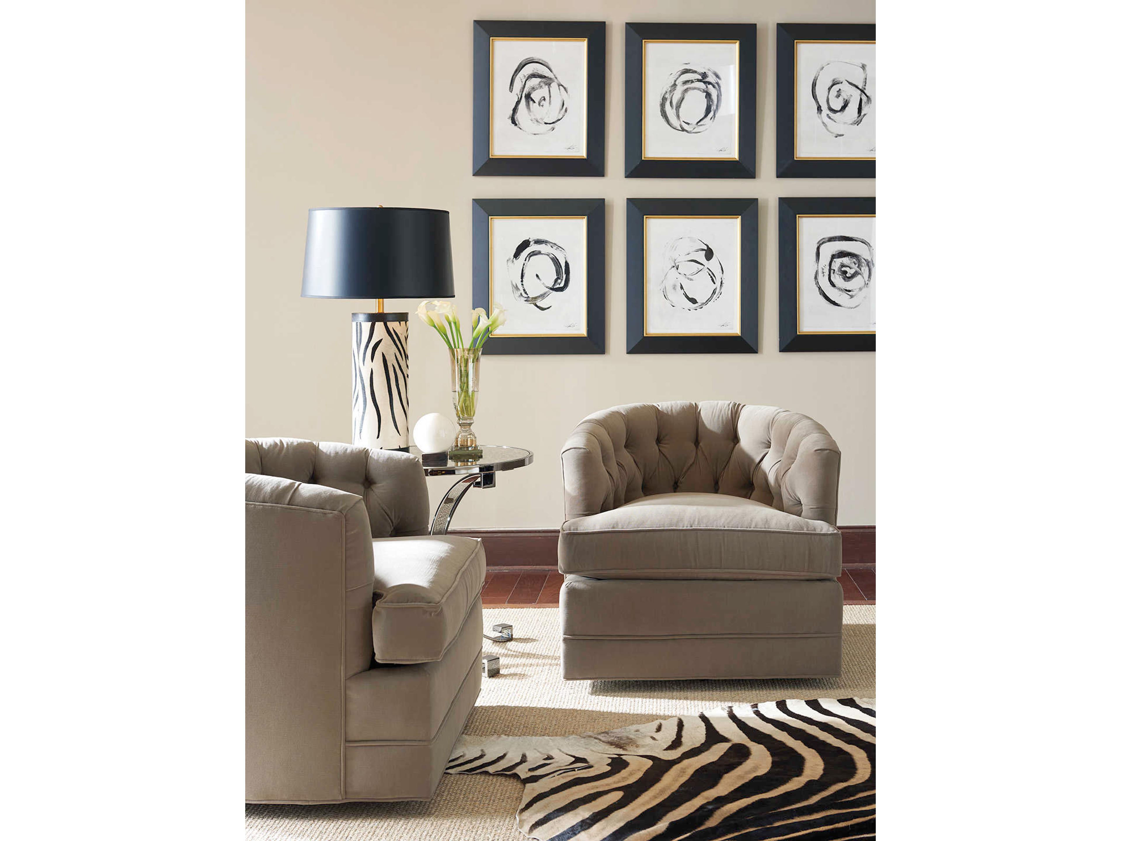 Barclay Butera Upholstery Cliffhaven Swivel Fabric Tufted Accent Chair