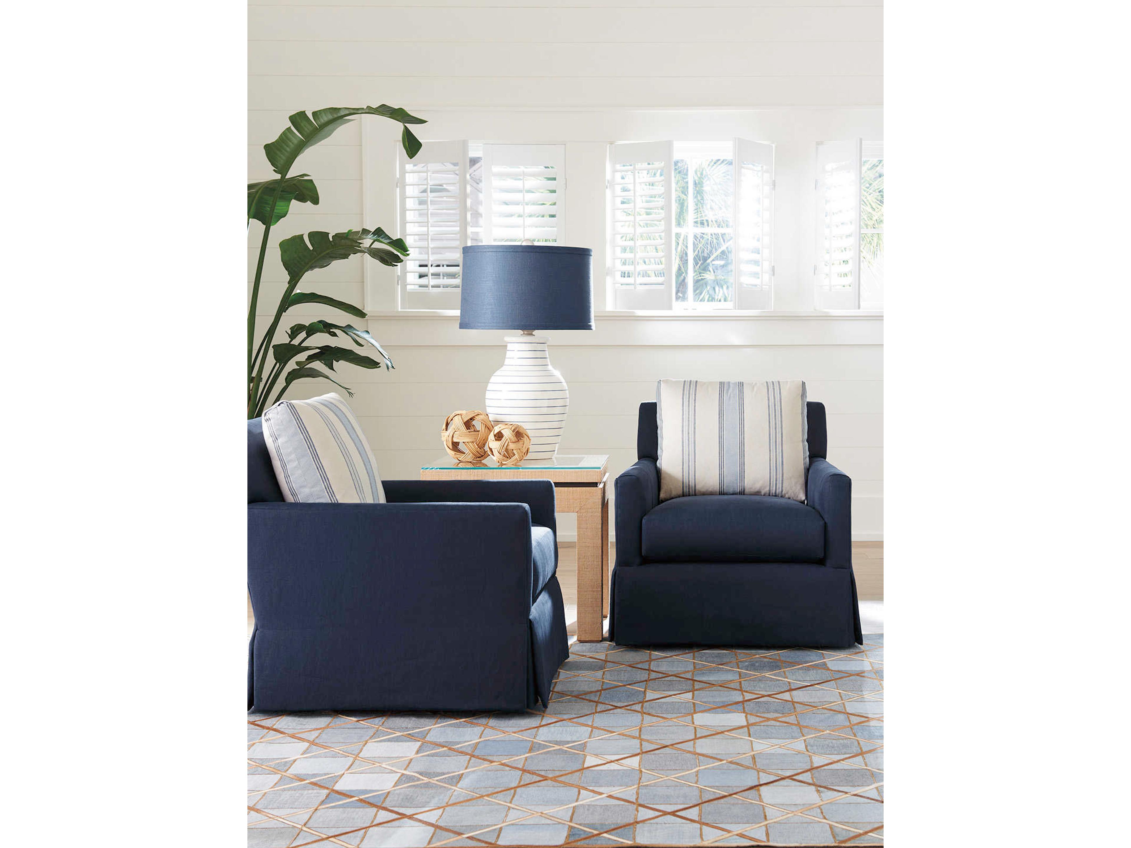 Barclay Butera Upholstery Harlow Swivel Fabric Club Chair