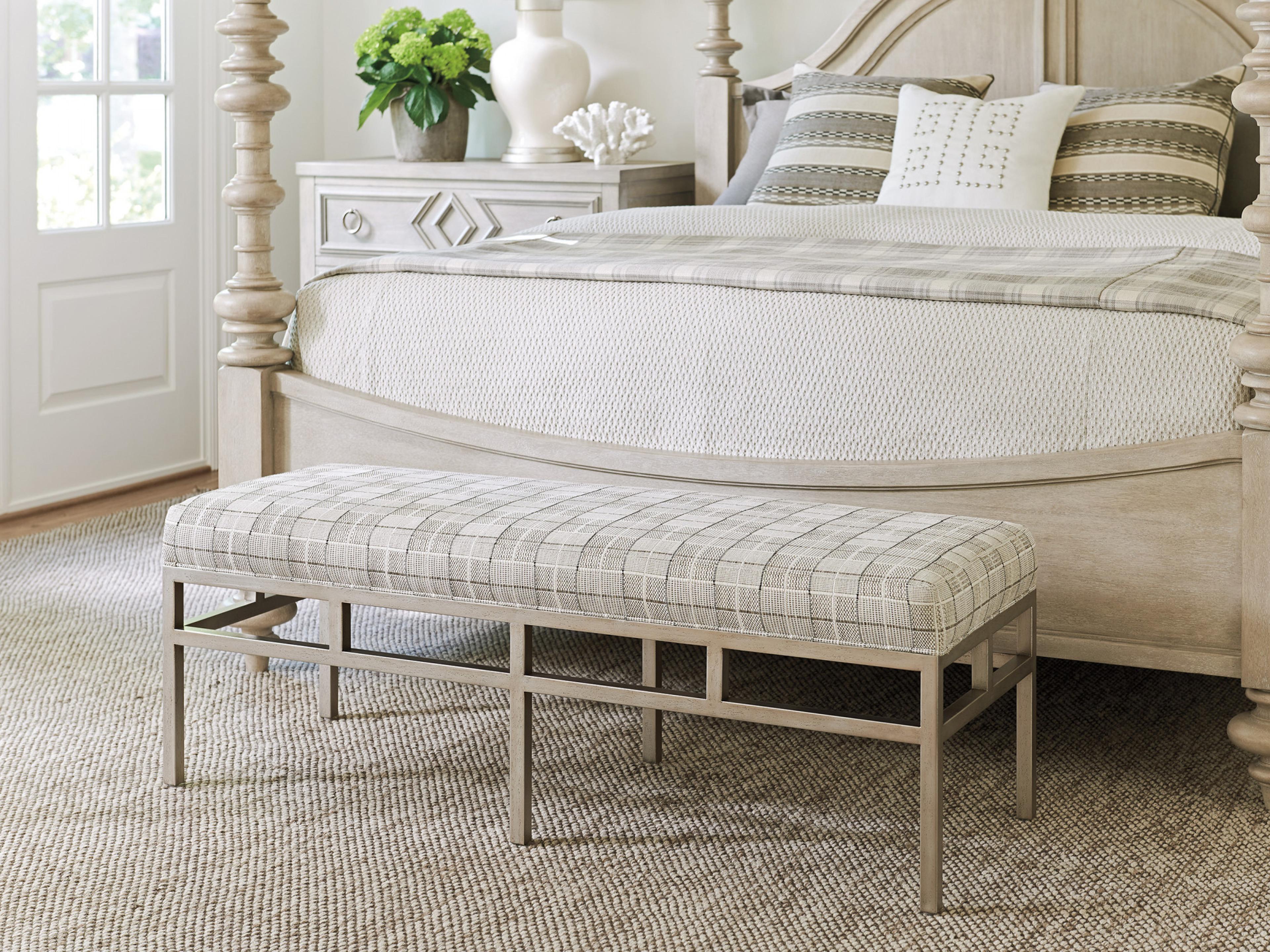 Barclay Butera Upholstery Lucca Metal Gray Upholstered Accent Bench