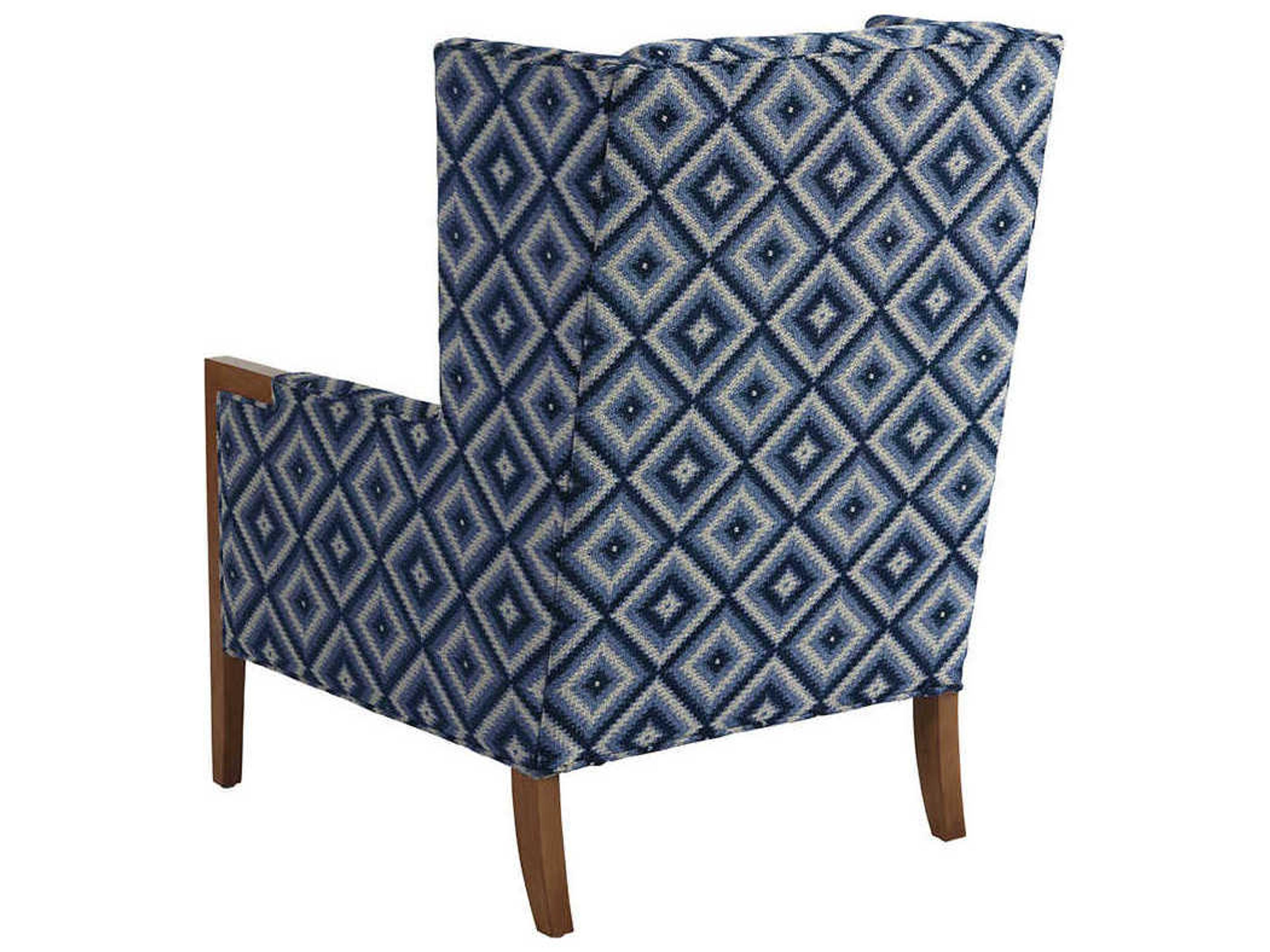Barclay Butera Upholstery Stratton Wing Blue Fabric Accent Chair