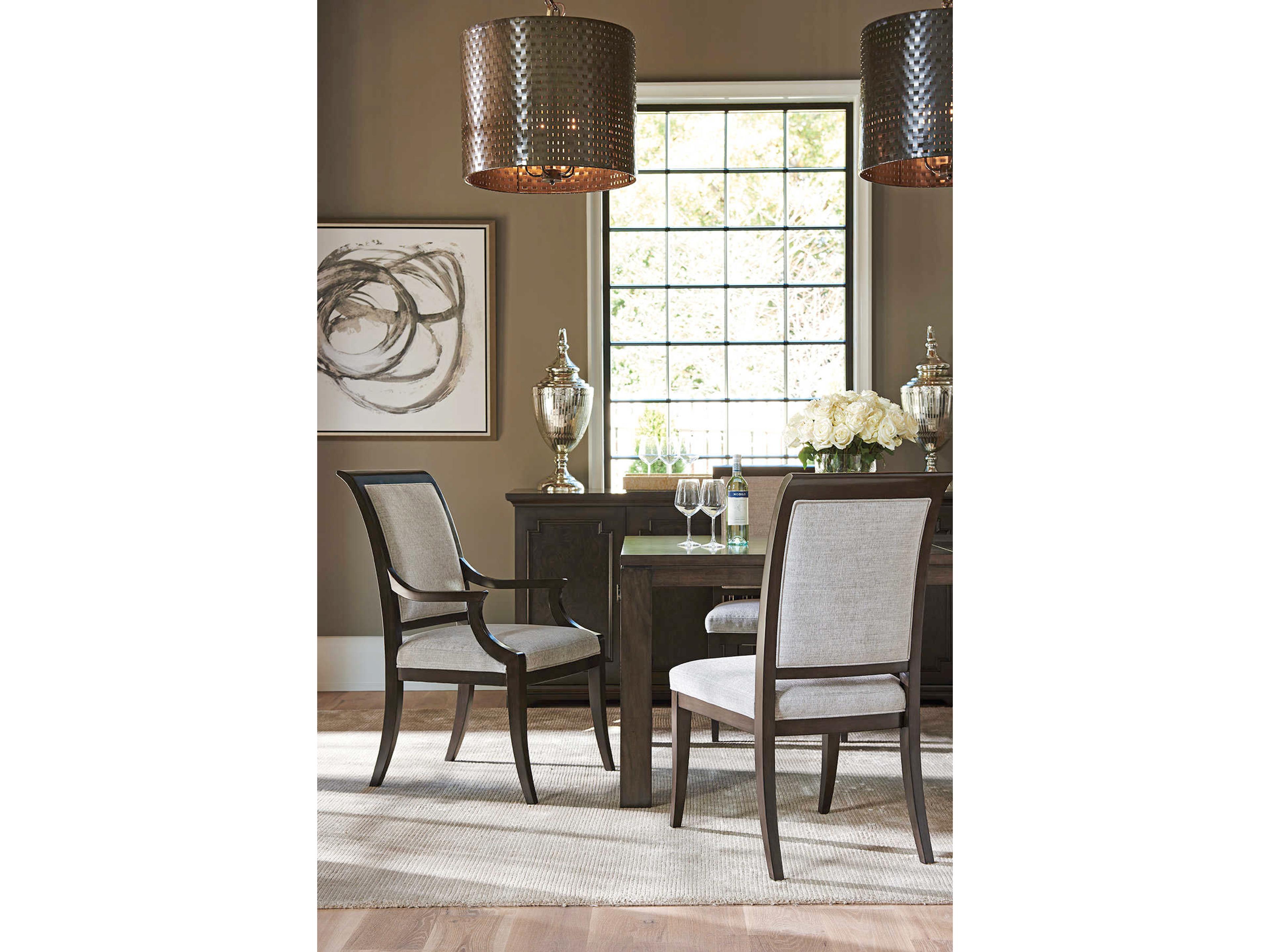 Barclay Butera Brentwood Kathryn Leather Brown Upholstered Arm Dining Chair
