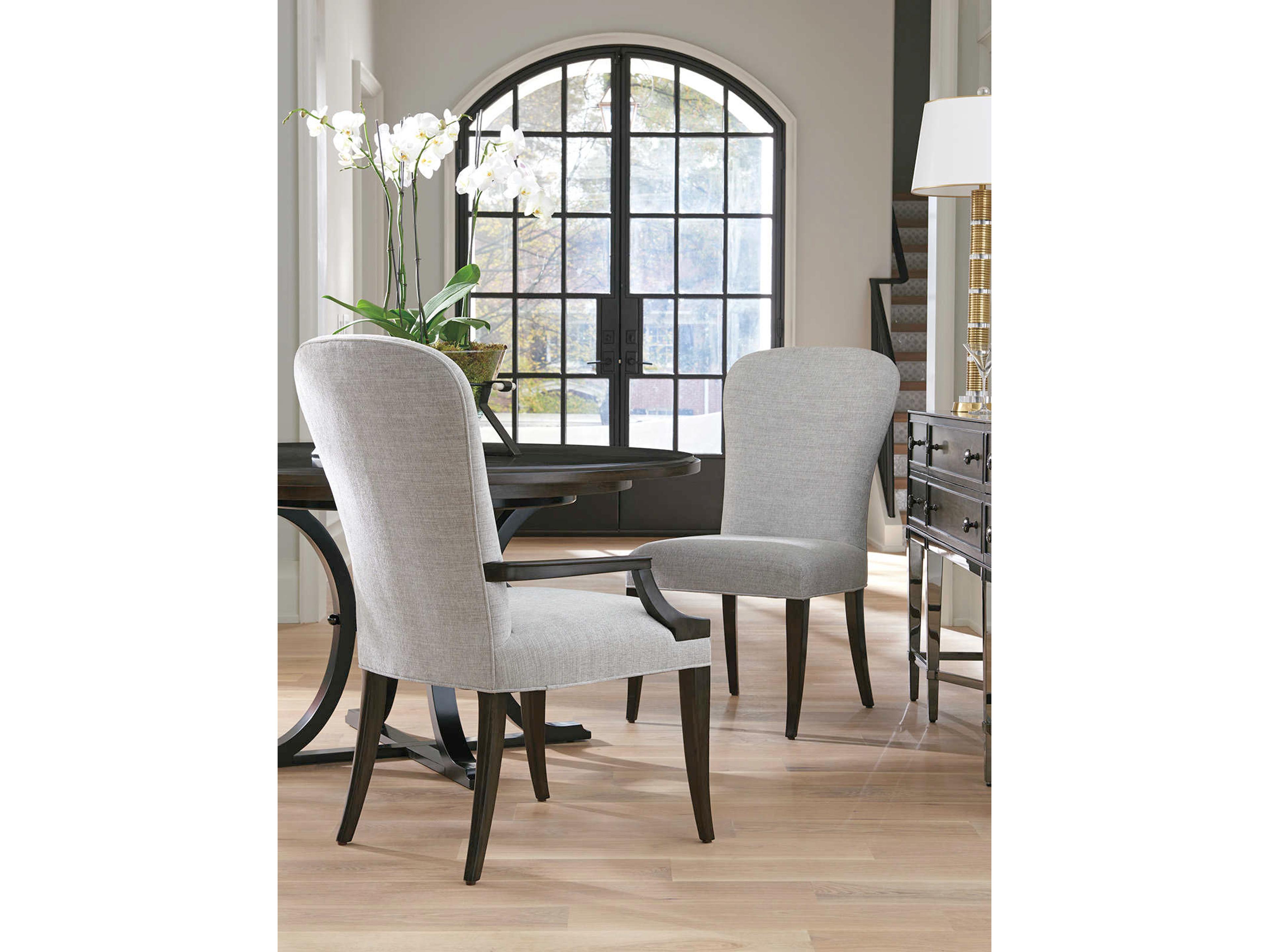 Barclay Butera Brentwood Schuler Brown Upholstered Arm Dining Chair