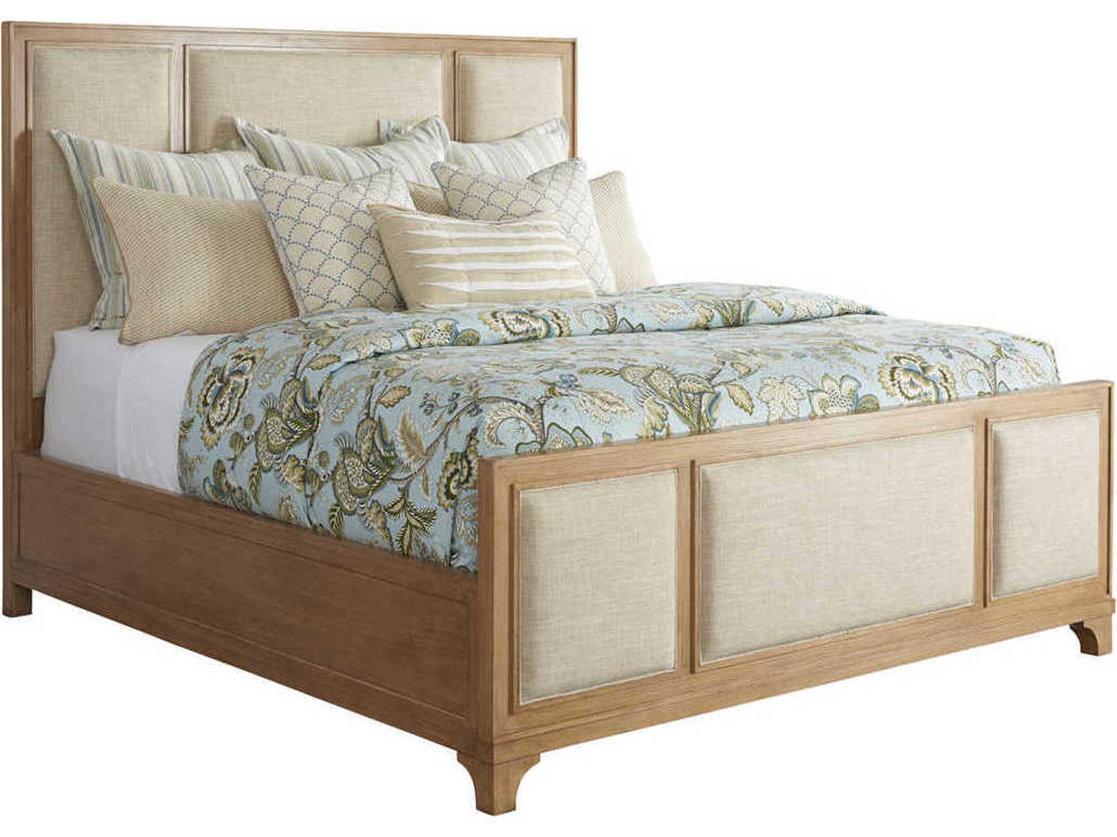 Newport Crystal Cove Sandstone Beige Wood King Panel Bed
