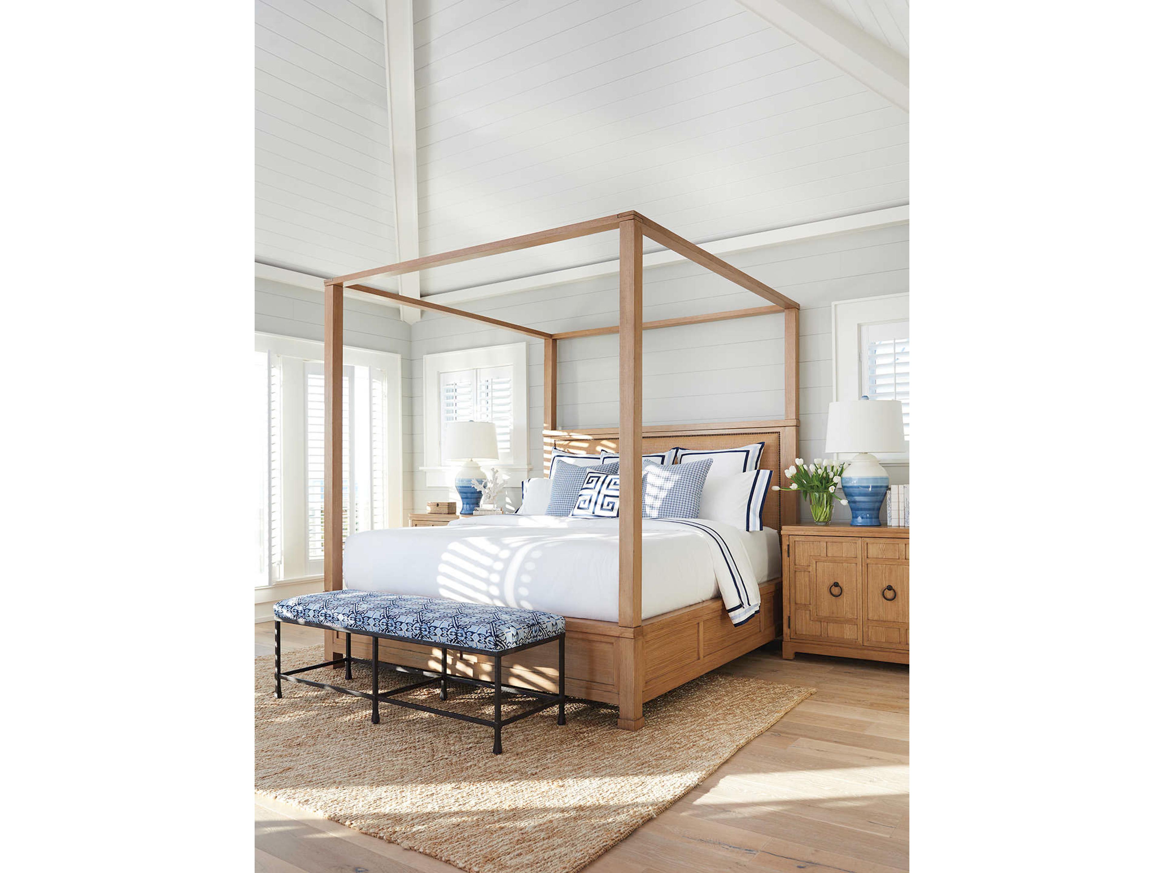 Barclay Butera Newport Shorecliff Sandstone Brown Wood California King Poster Bed