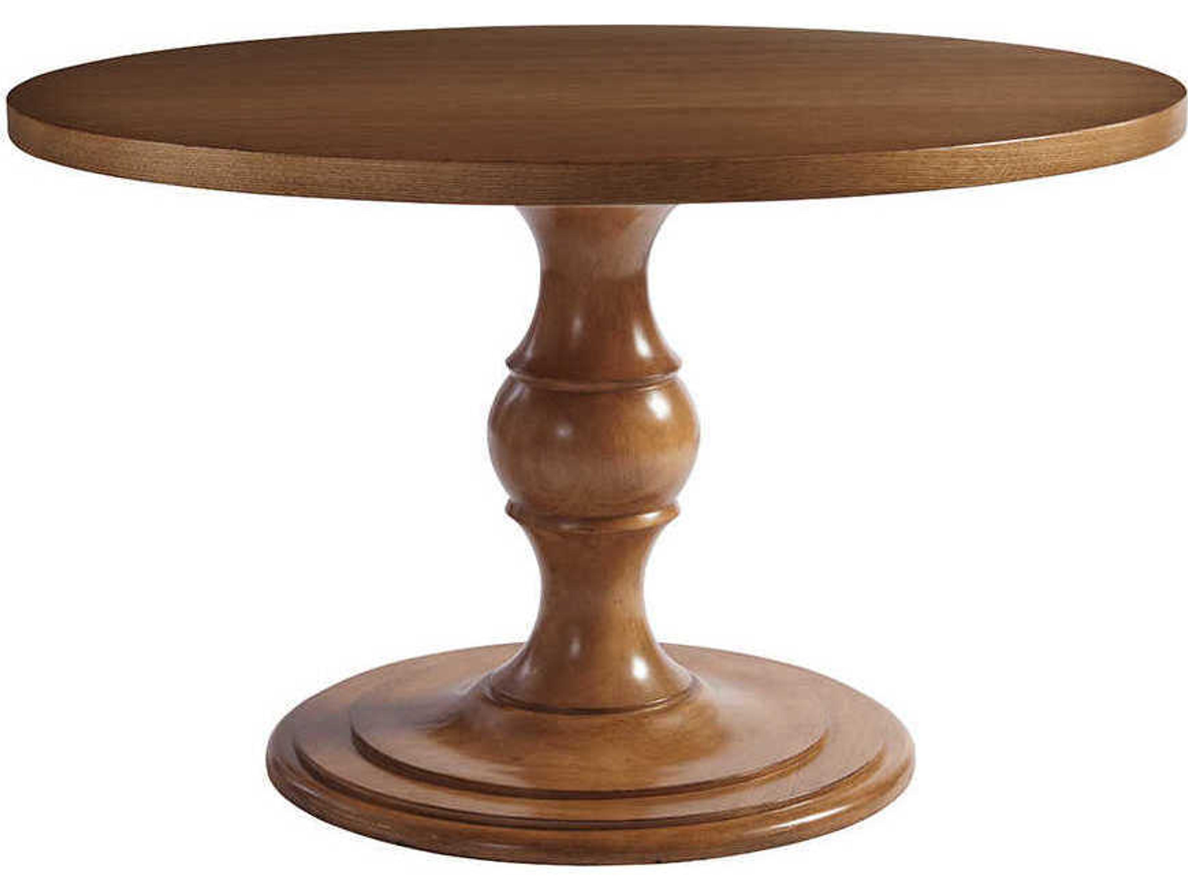 Newport Corona Del Mar Round Wood Sandstone Dining Table